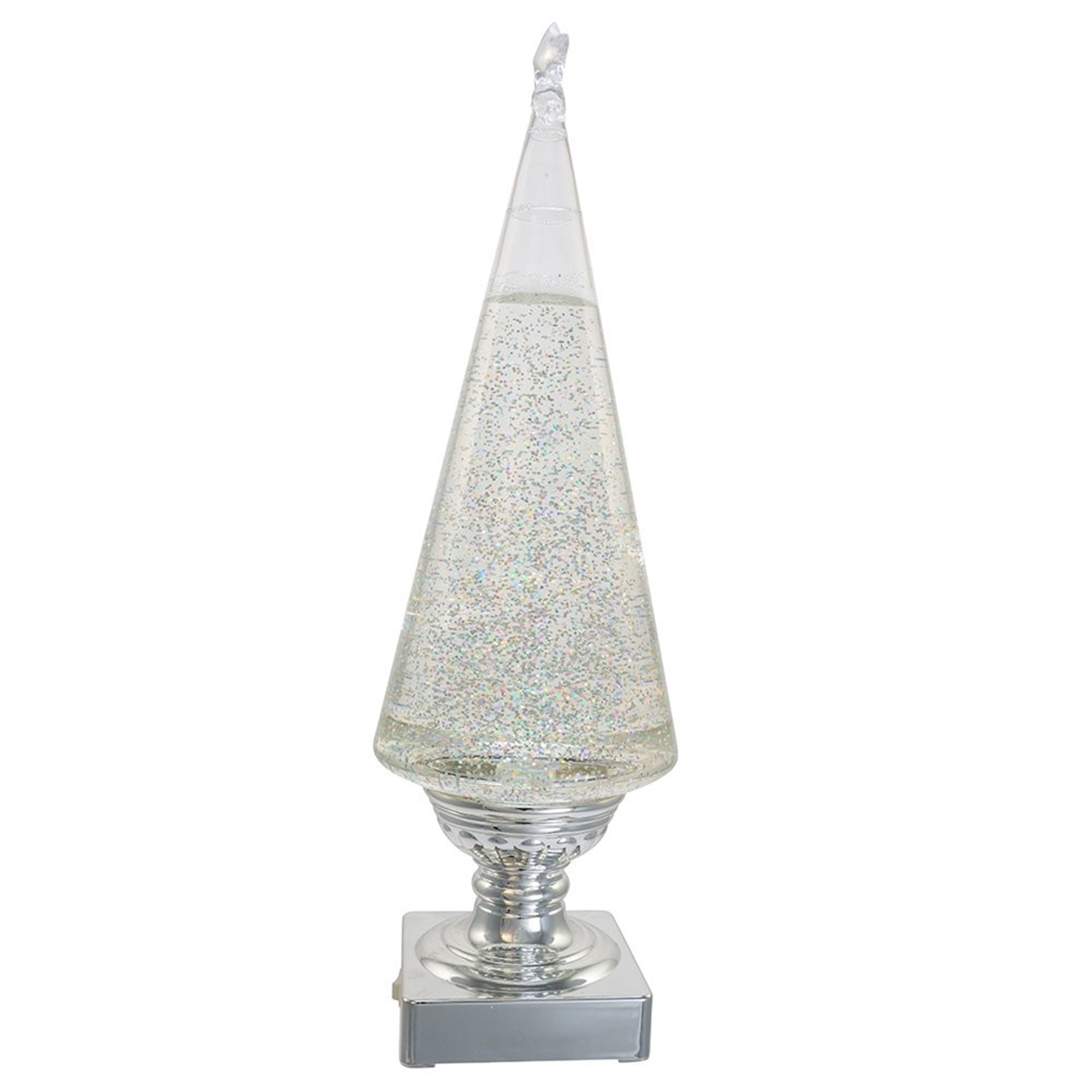 Kurt Adler Indoor Battery-Operated LED Lighted Tabletop Decoration, Christmas Tree, Silver, 14"