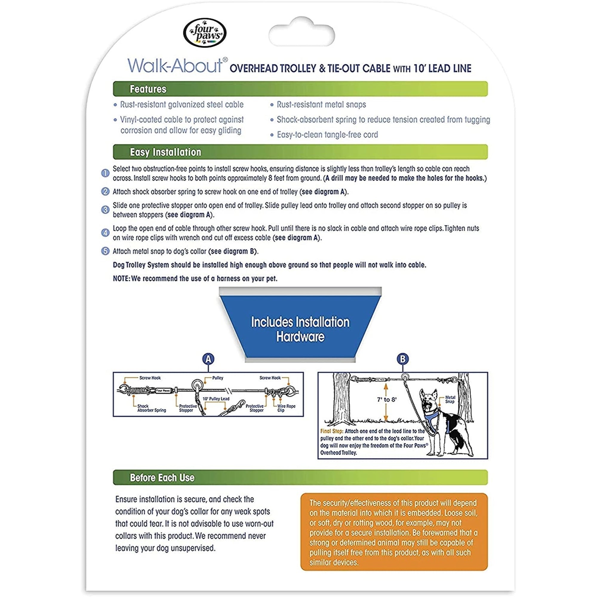 Four Paws Walk-About Heavy Weight Trolley Exerciser for Dogs 50-100lbs