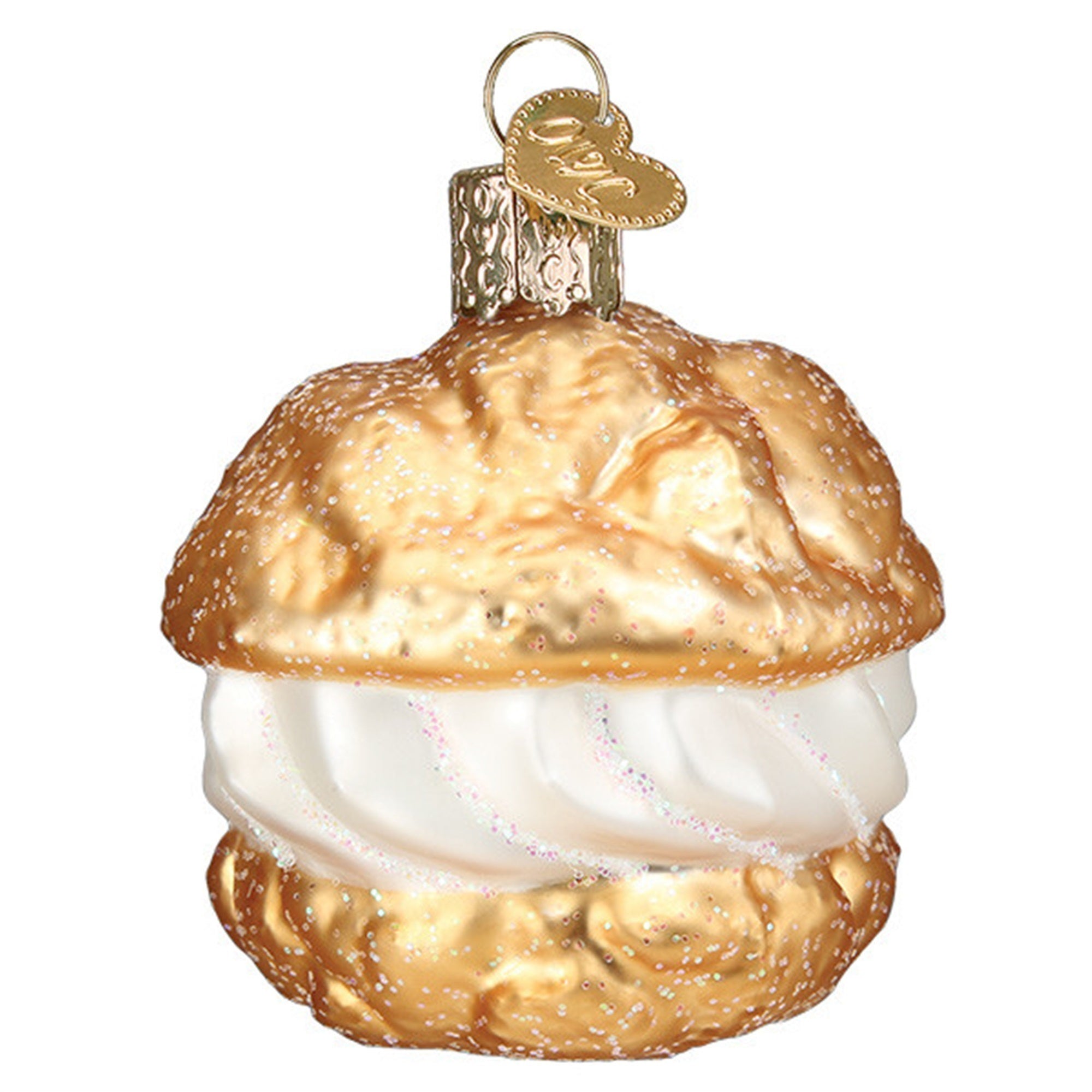 Old World Christmas Glass Blown Ornament, Cream Puff