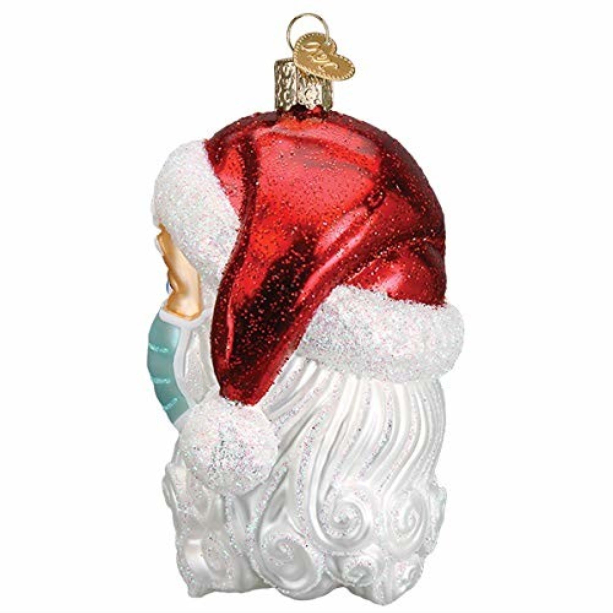 Old World Christmas Blown Glass Ornament for Christmas Tree, Santa with Face Mask