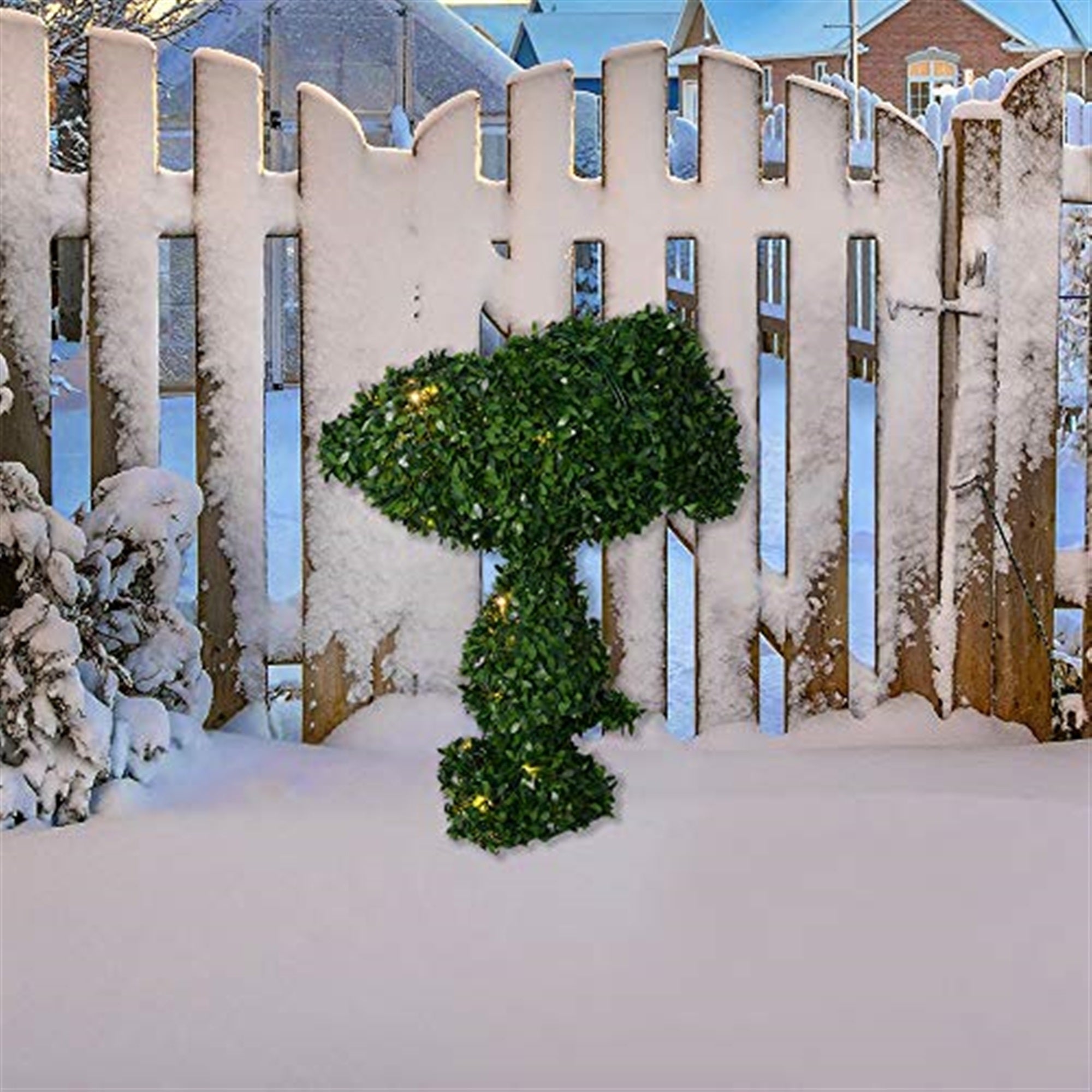 ProductWorks Indoor/Outdoor Artificial Pre-Lit Topiary Yard Decoration, Snoopy, 24in