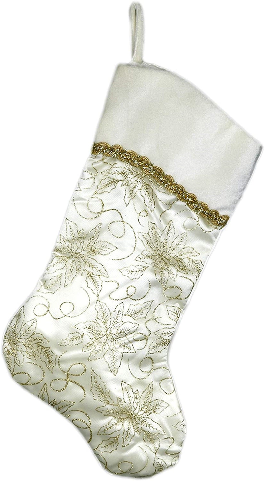 Long Hah Tai Embroidered Christmas Stockings, Silver and Gold, 2-Piece Set