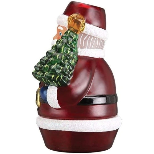 Old World Christmas Glass Tabletop Figurine, Santa Holding Tree Tea Light Candle Holder, 6.5"