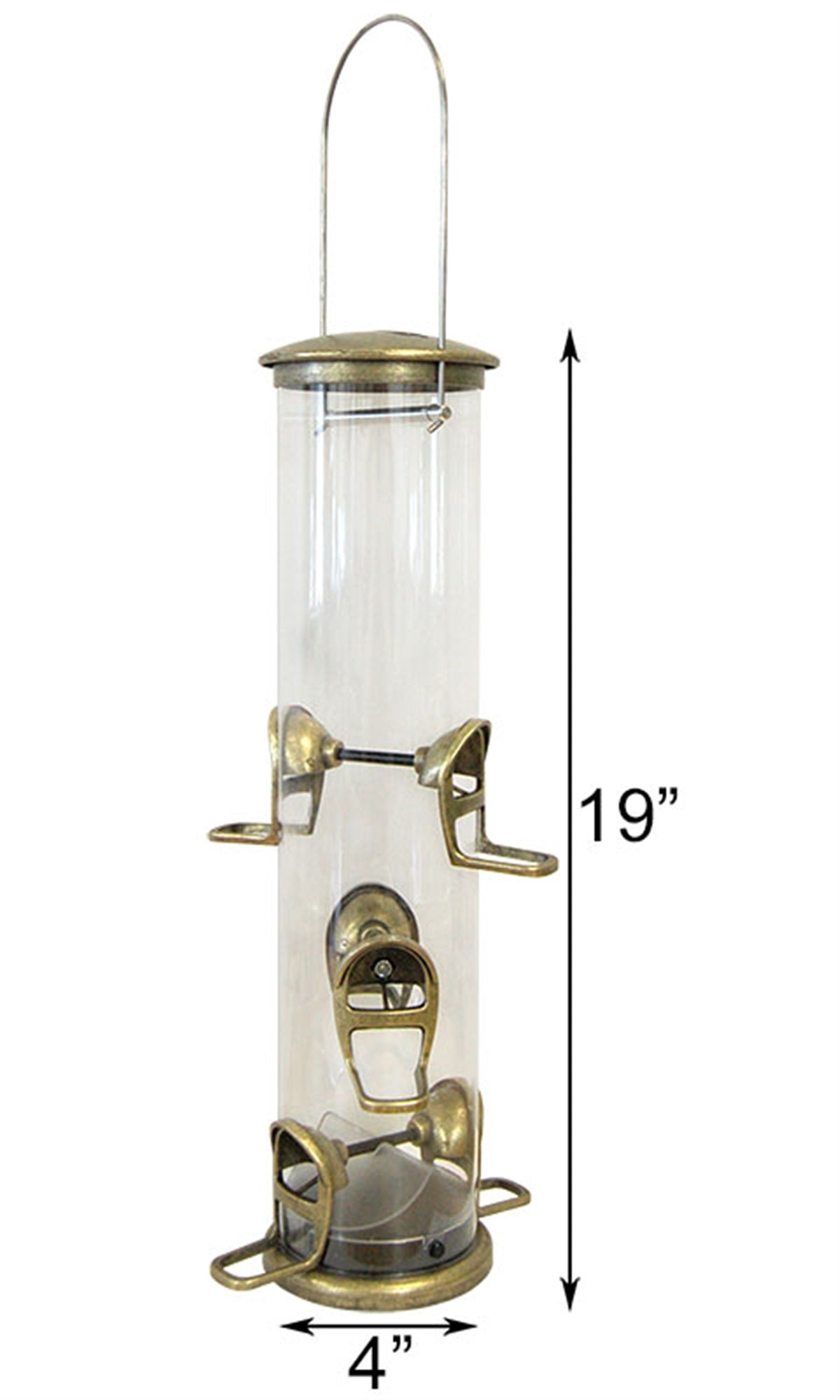 Aspects Antique Brass Quick Clean Big Tube Bird Feeder — 6 Perches, Large Capacity — 3.5 Qt
