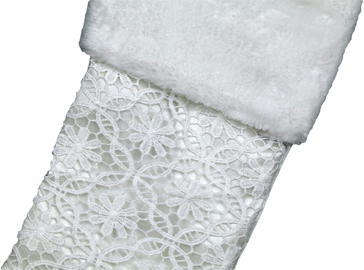 Long Hah Tai Embroidered Christmas Stockings, Silver and Gold, 2-Piece Set