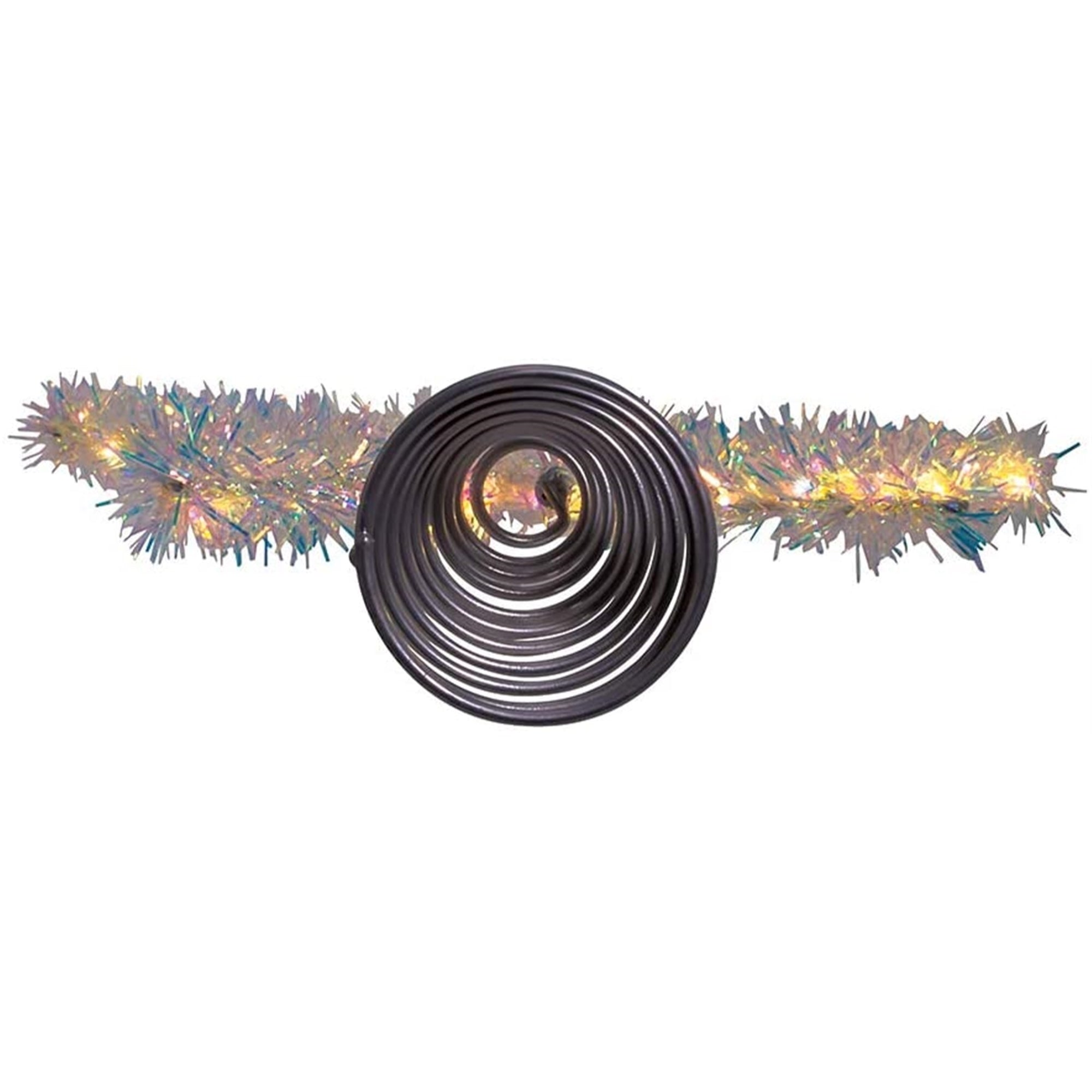 Kurt Adler Lighted Tinsel StarTree Topper with Warm White LED Lights, Silver, 12"