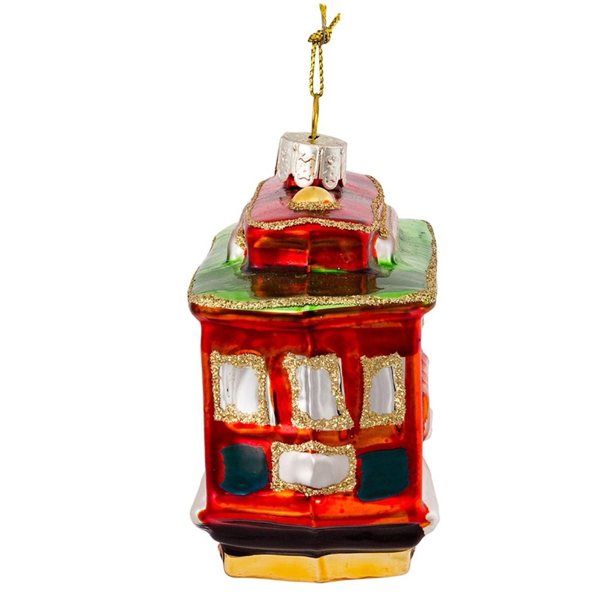 Kurt Adler Glass Ornament for Christmas Tree, San Francisco Cable Car