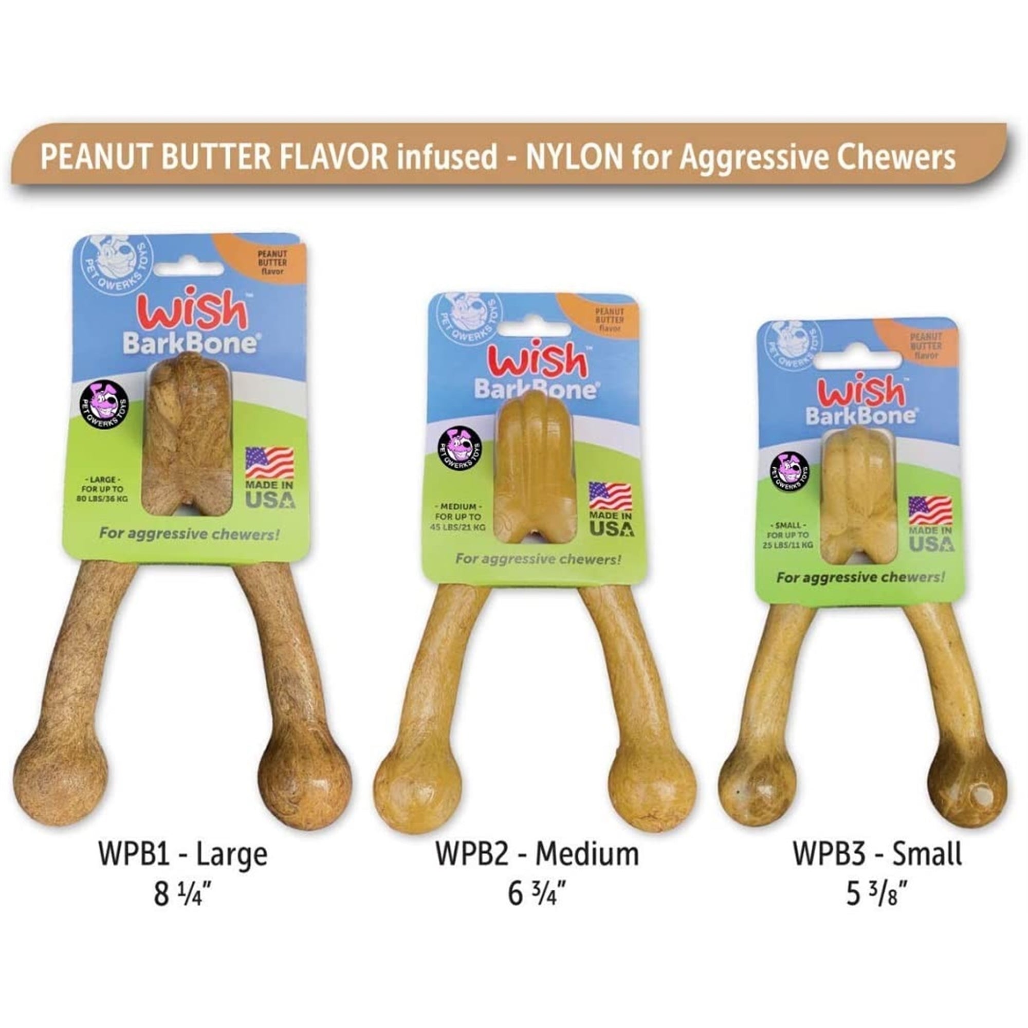 Pet Qwerks Wish BarkBone For Aggressive Chewers, Bacon Flavor, Size L