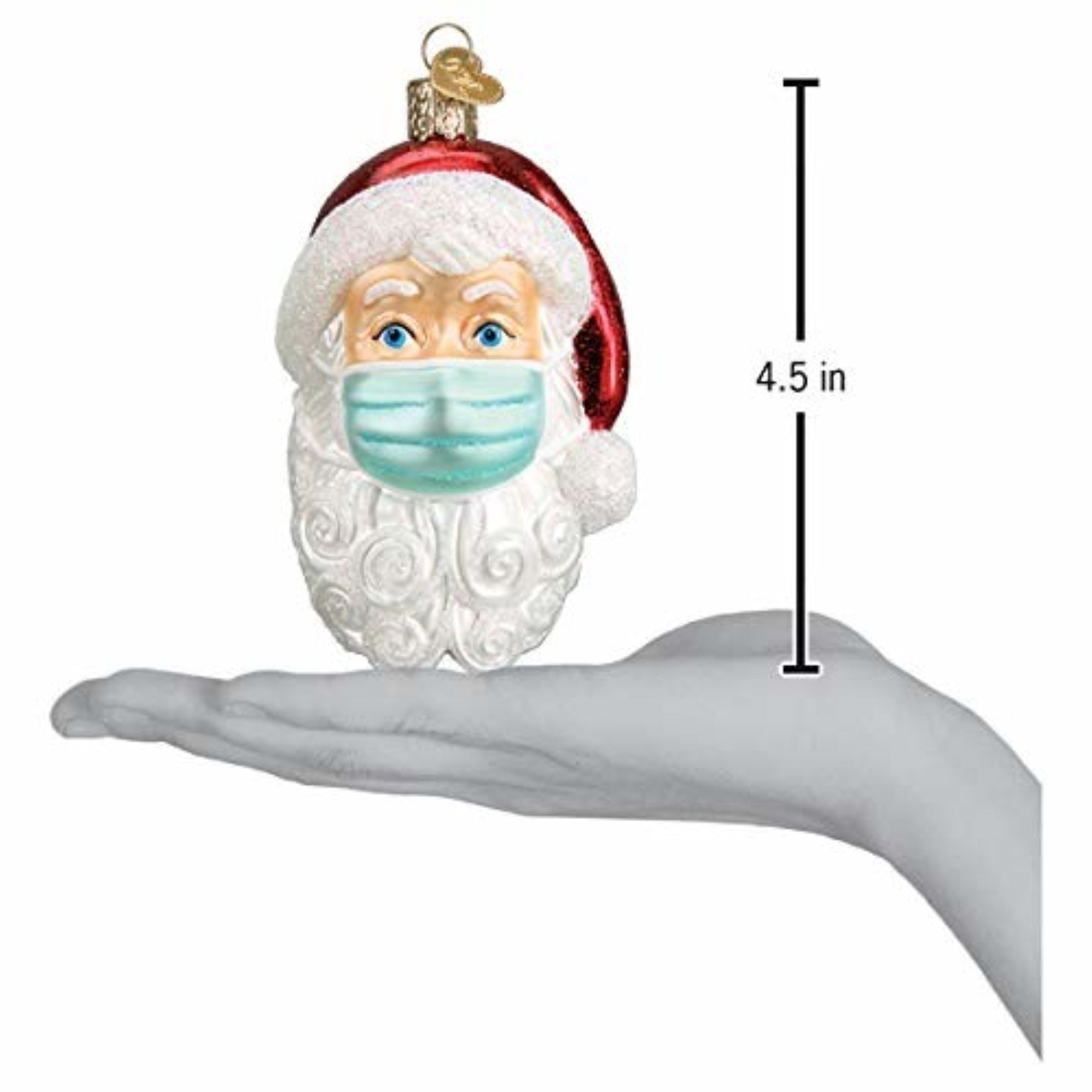 Old World Christmas Blown Glass Ornament for Christmas Tree, Santa with Face Mask