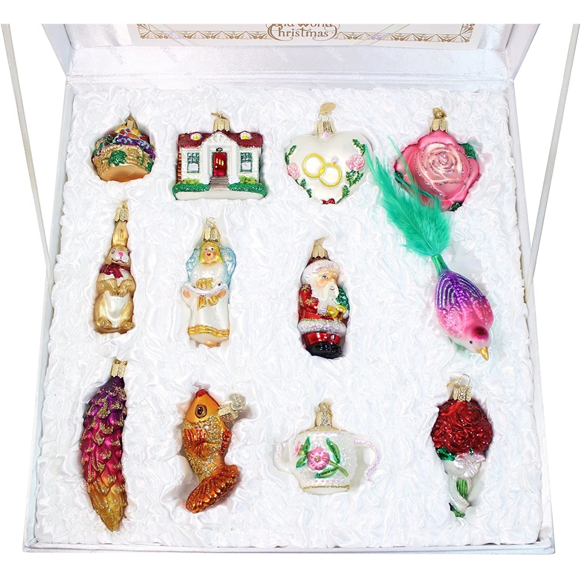Old World Christmas Blown Glass Ornament for Christmas Tree, Bride's Collection in Lined Keepsake Box (12-Piece Set)