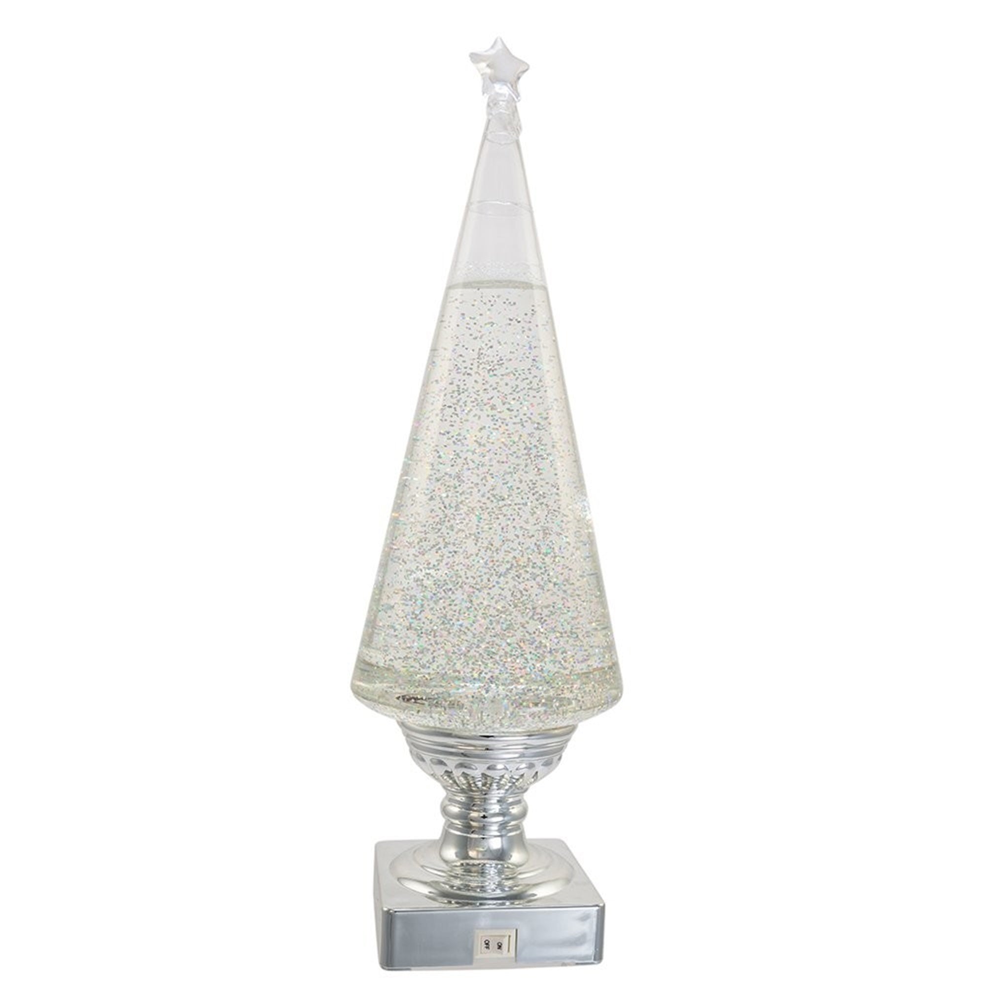 Kurt Adler Indoor Battery-Operated LED Lighted Tabletop Decoration, Christmas Tree, Silver, 14"