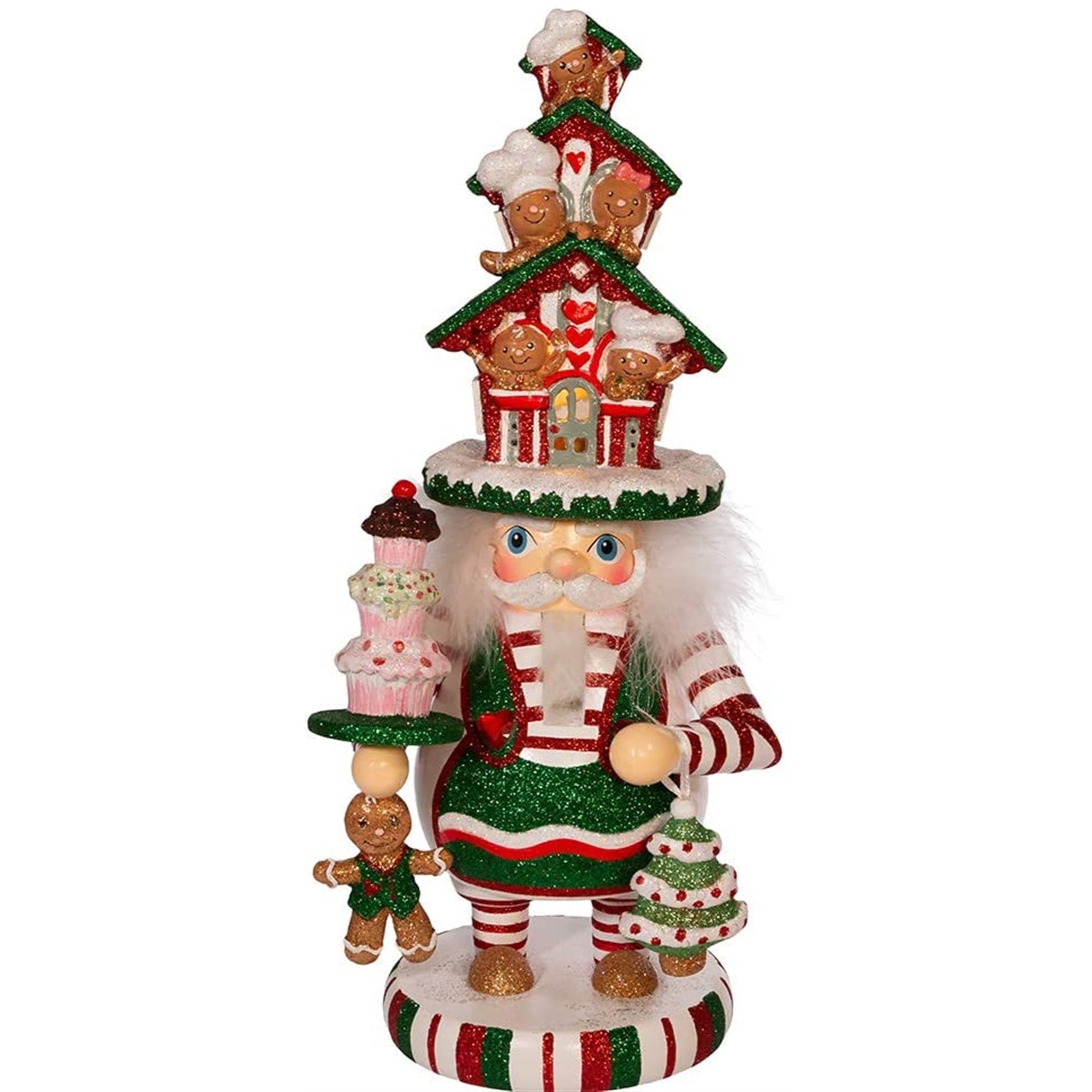Kurt Adler Hollywood Nutcracker, LED Gingerbread House Hat, 15in