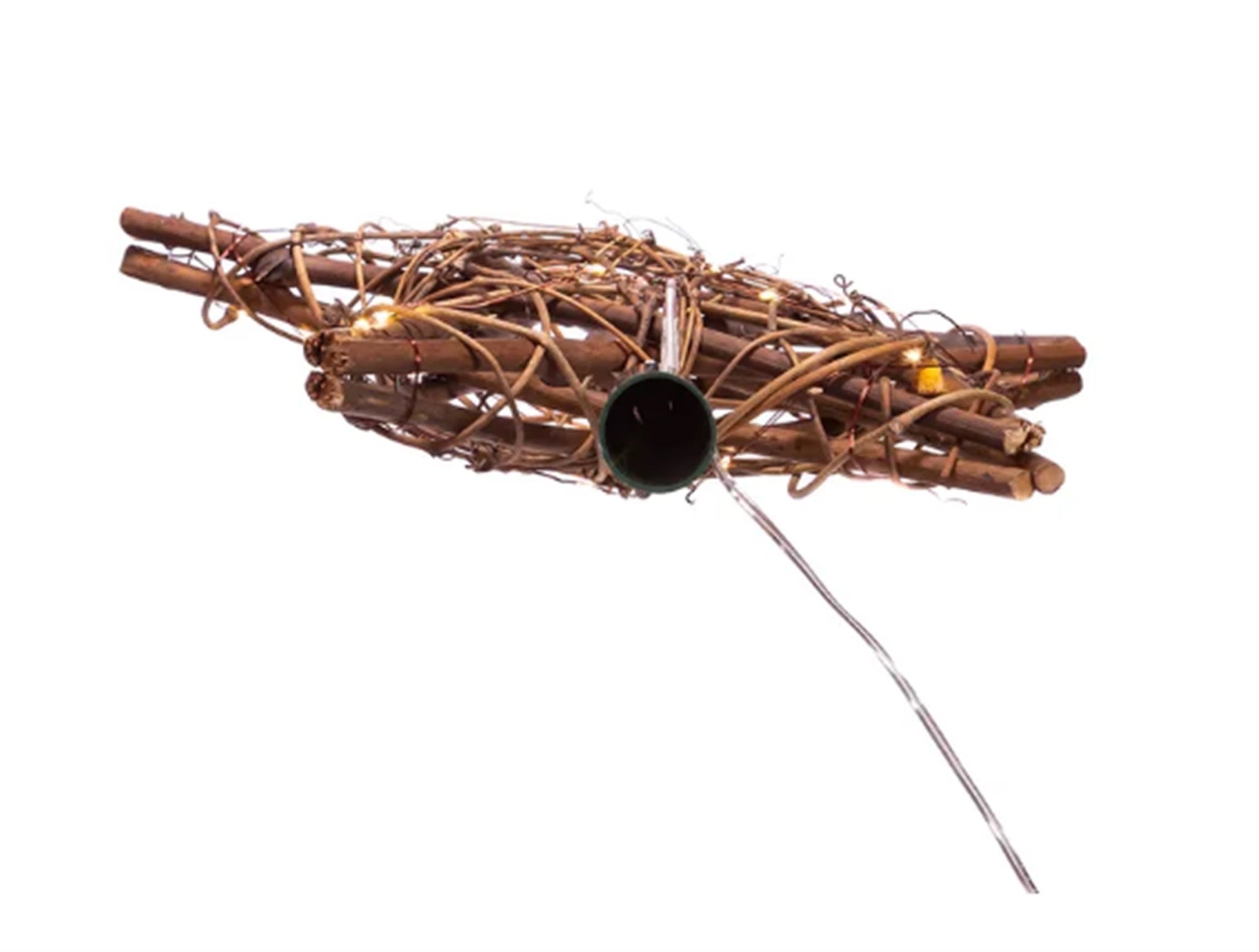 Kurt Adler Natural Rattan Star Treetop with 20 Warm White Fairy LED Lights, 10"