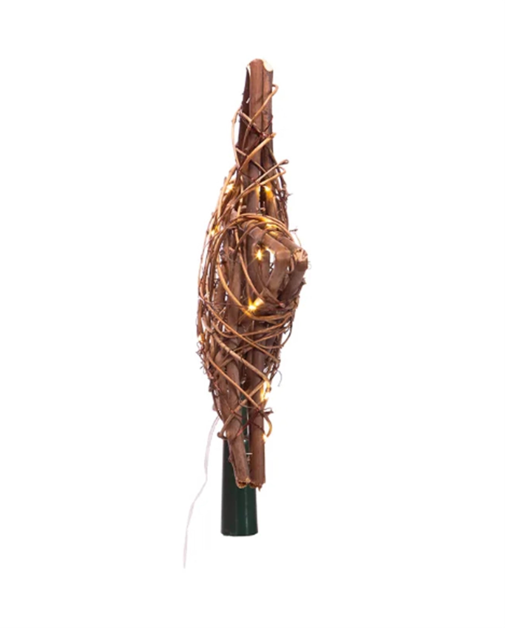 Kurt Adler Natural Rattan Star Treetop with 20 Warm White Fairy LED Lights, 10"