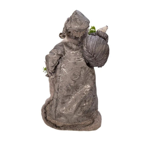 Kurt Adler Kringle Klaus Tabletop Figurine Collection, Silver Santa with Sack, 18"