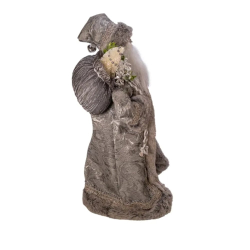Kurt Adler Kringle Klaus Tabletop Figurine Collection, Silver Santa with Sack, 18"