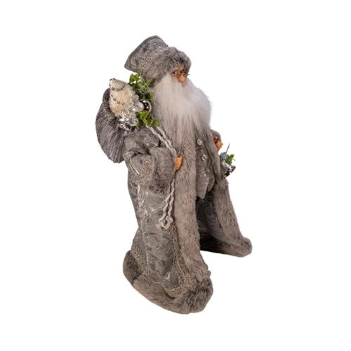 Kurt Adler Kringle Klaus Tabletop Figurine Collection, Silver Santa with Sack, 18"