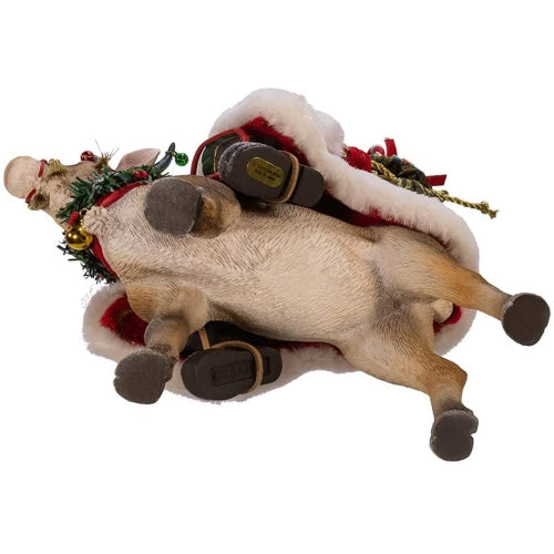 Kurt Adler Fabriche Tabletop Christmas Figurine, Santa On Reindeer, 11.5"