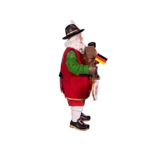 Kurt Adler Fabriche Collection, Wind-Up Musical German Santa, Plays “O Christmas Tree“ — 11"