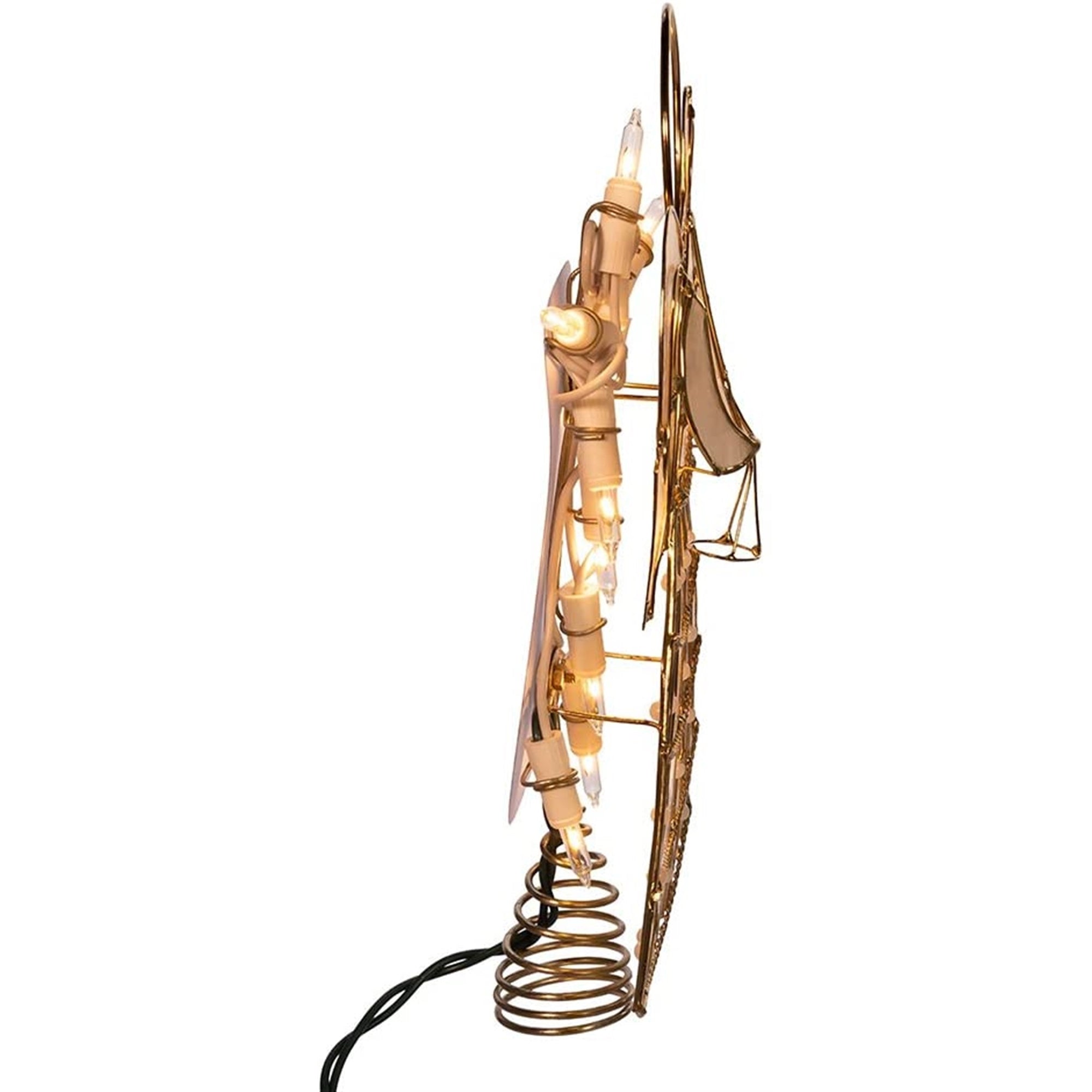 Kurt Adler 10-light Capiz Angel with Vines & Pearls Lighted Treetop, 10"