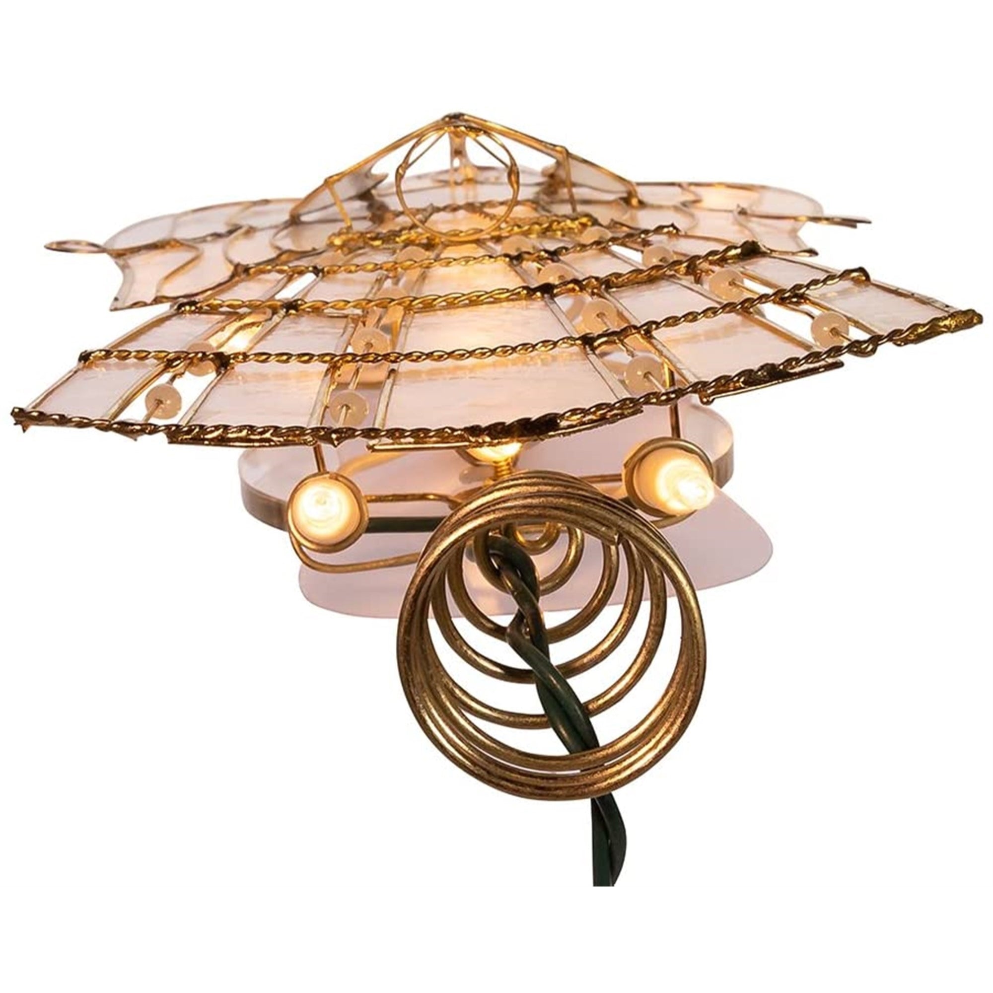 Kurt Adler 10-light Capiz Angel with Vines & Pearls Lighted Treetop, 10"
