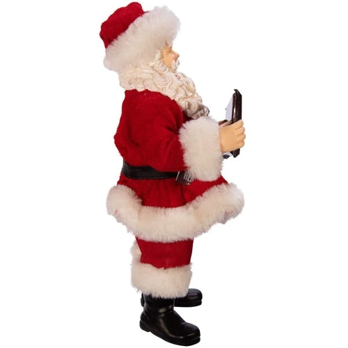 Kurt Adler Fabriche Tabletop Christmas Figurine, Officially Licensed Santa with Hershey Bars, 10"