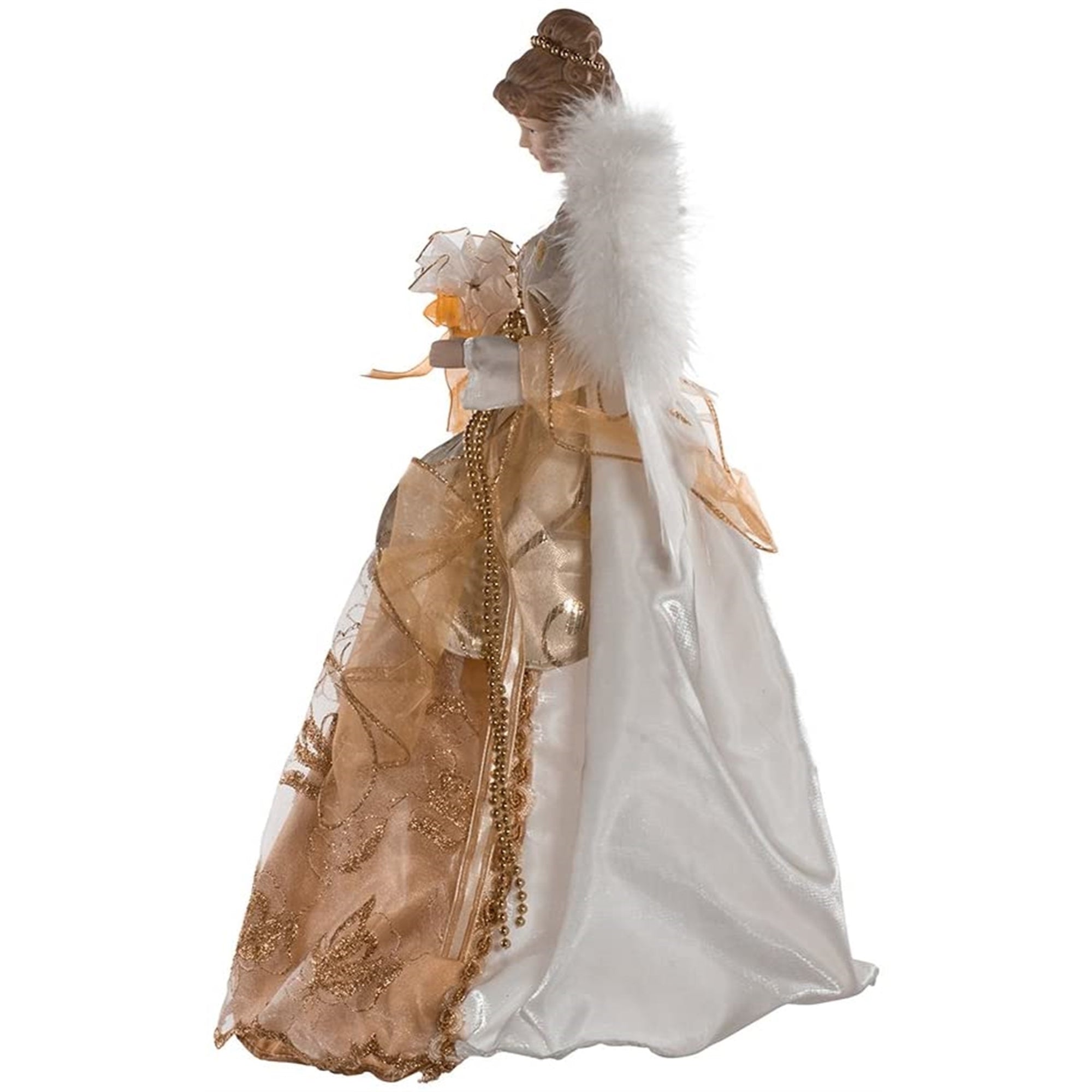 Kurt Adler Ivory and Gold Angel Treetop, 17"