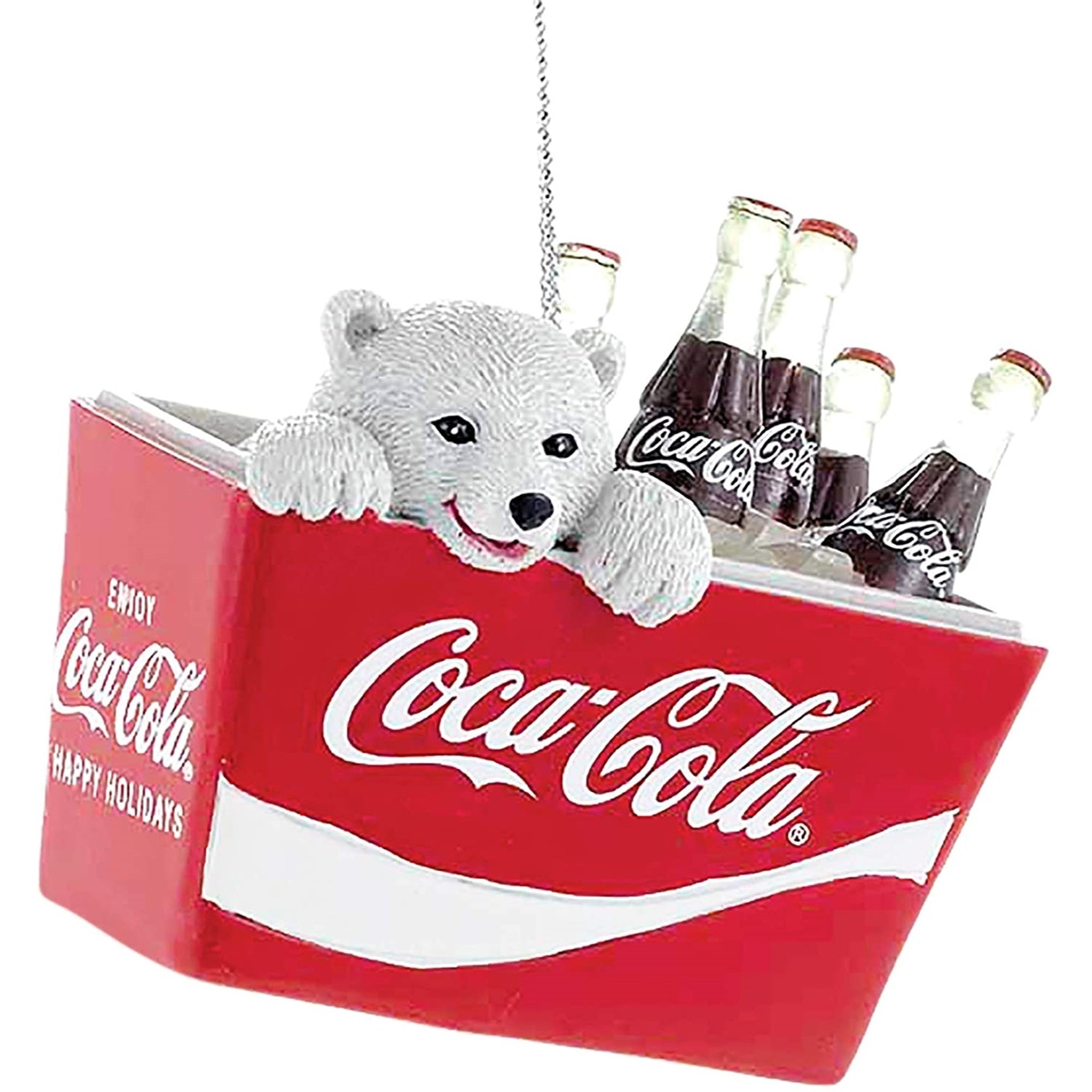 Kurt Adler (#CC2115) Polar Bear Cub in Coke Cooler Ornament, 2.75"