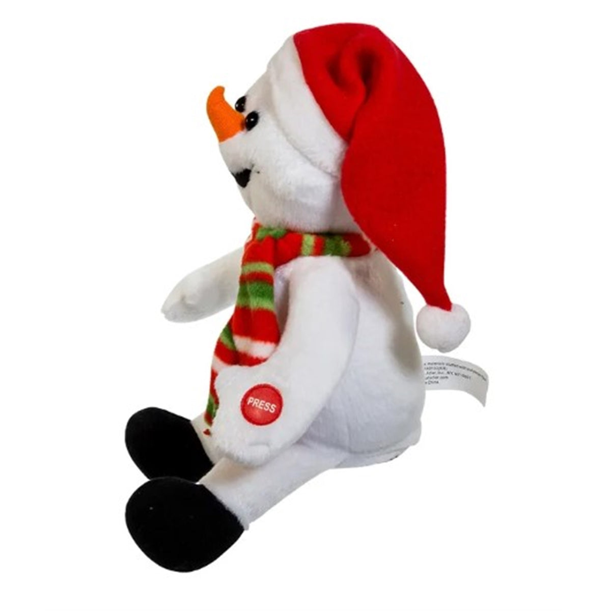 Kurt Adler Plush Snowman in Hat & Scarf, Laughing and Farting Snowman, 10"