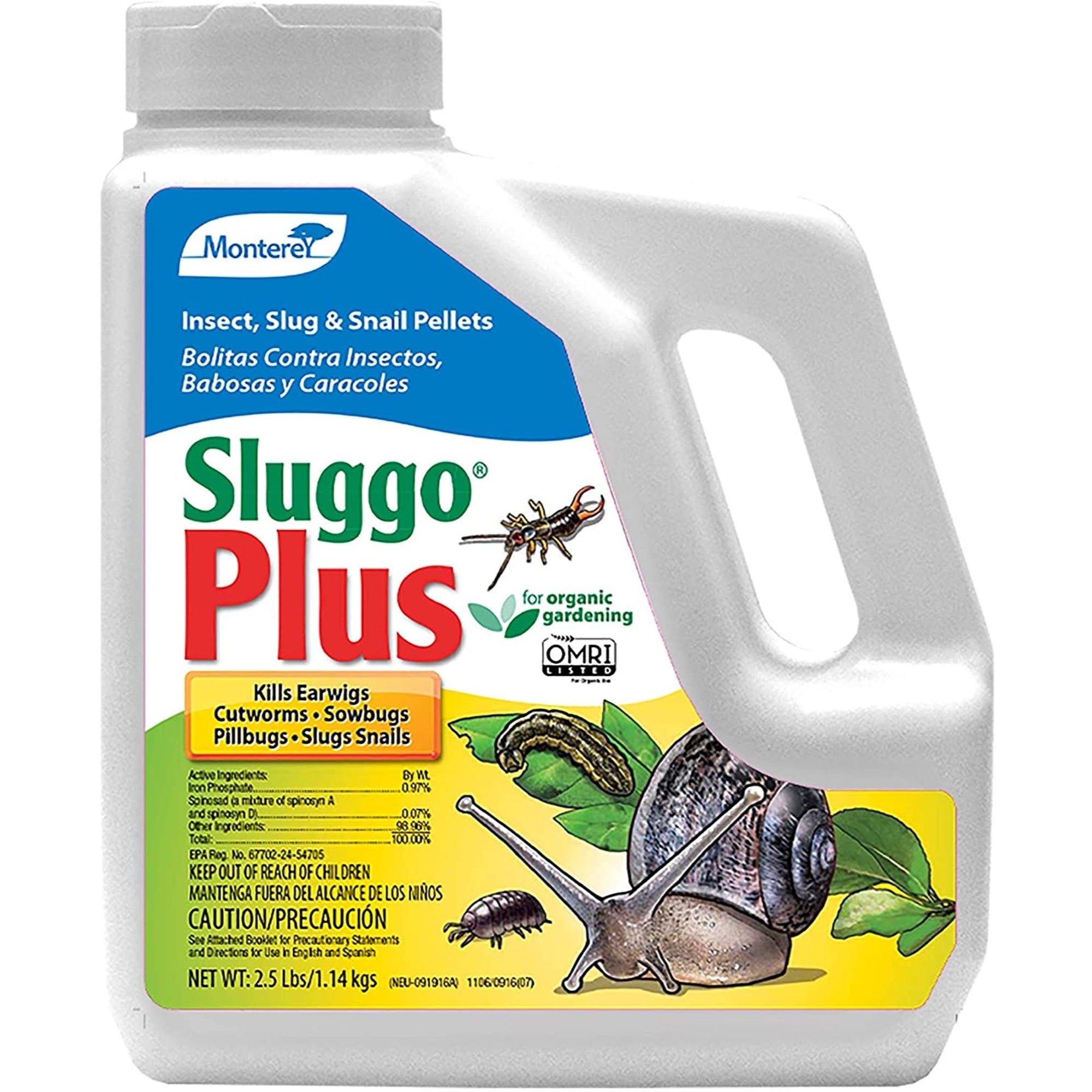 Monterey Sluggo Plus Insect Slug & Snail Killer Bait Organic Wildlife and Pet Safe Slug Killer
