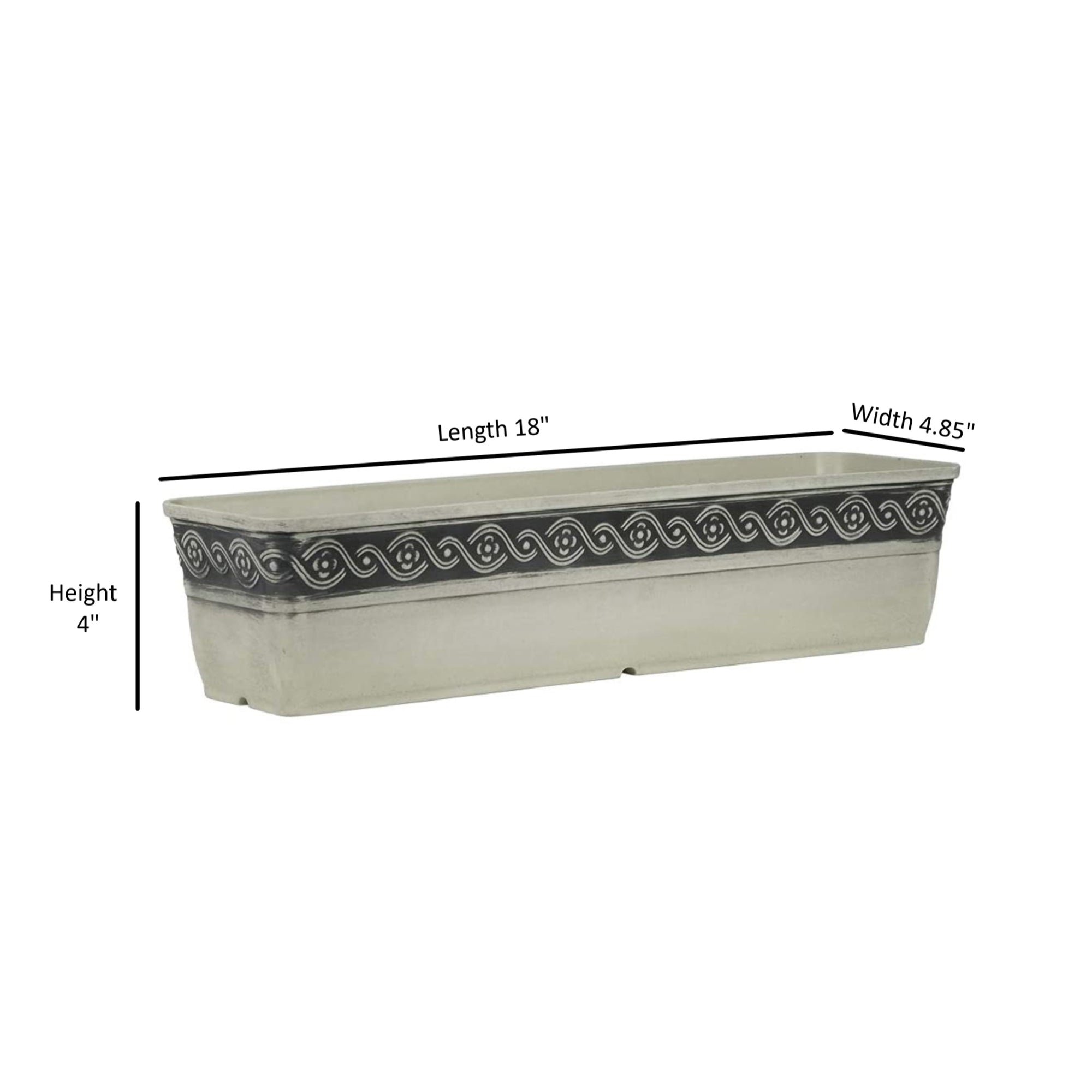 Classic Home and Garden Corinthian Resin Flower Pot Rectangle Planter, 18"