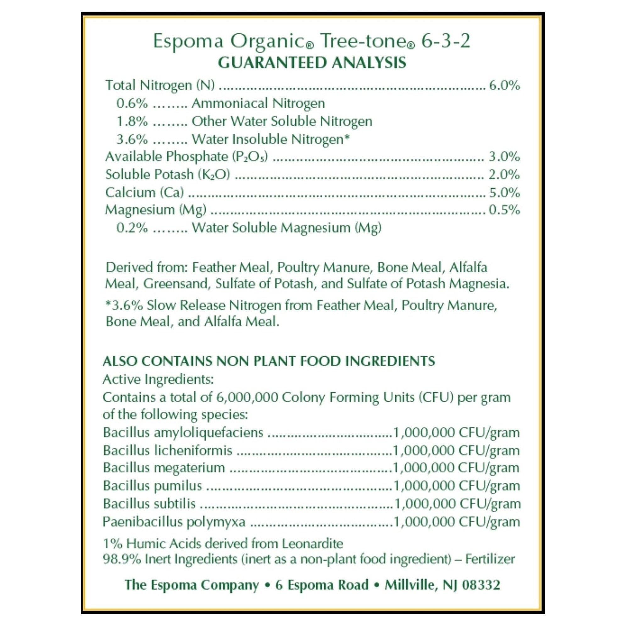 Espoma Organic Tree-tone 6-3-2 Fruit & Shade Tree Food for Organic Gardening, All Natural, Ideal for Fruit, Shade & Ornamental Trees