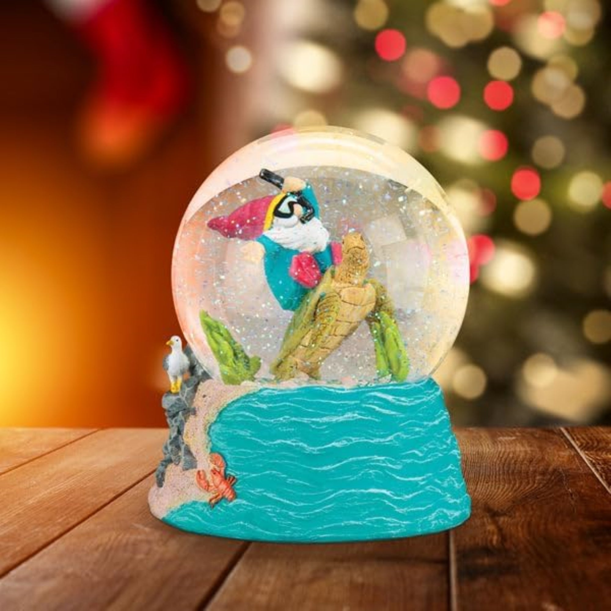Old World Christmas Tabletop Summer Coastal Gnome Snow Globe, Multicolored, 6"