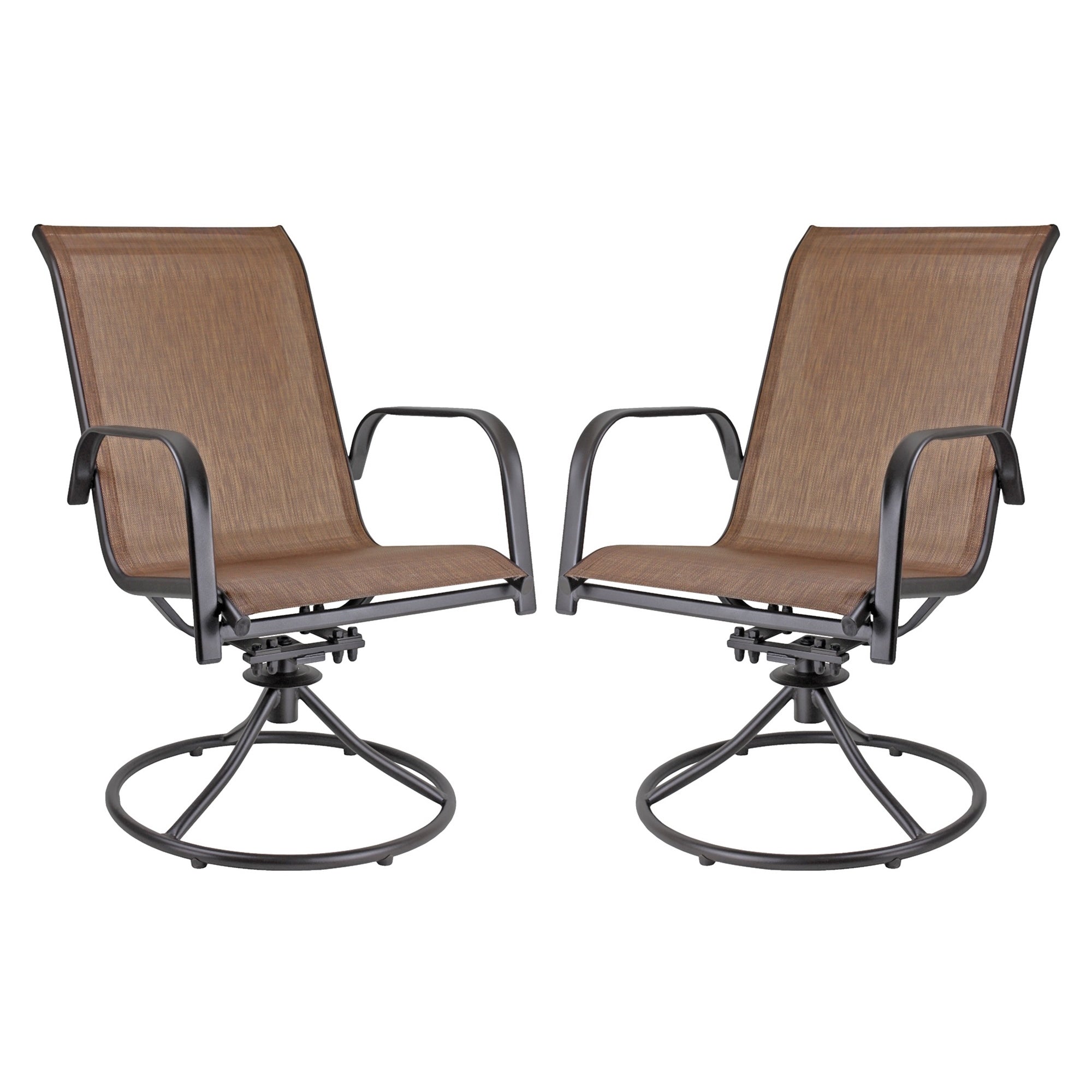 Garden Elements Patio Swivel Rocker Chairs (Set of 2) – Weather-Resistant Powder-Coated Steel Frame and Breathable Fabric – Espresso