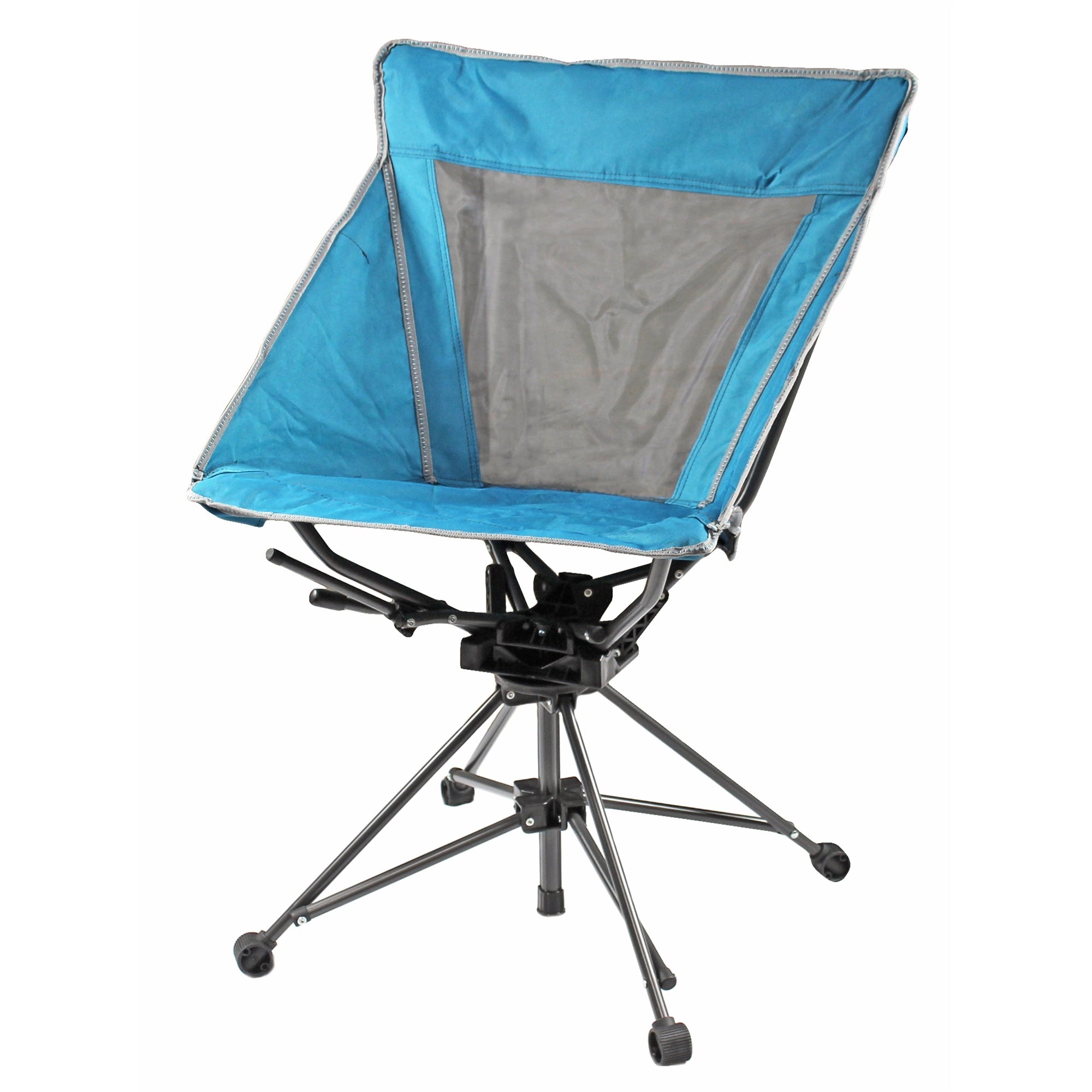 Garden Elements Swivel Camping Chair – Portable Outdoor Chair with 360° Swivel, Tall Back, Breathable Mesh, Steel Frame, Foldable with Carrying Case – Teal