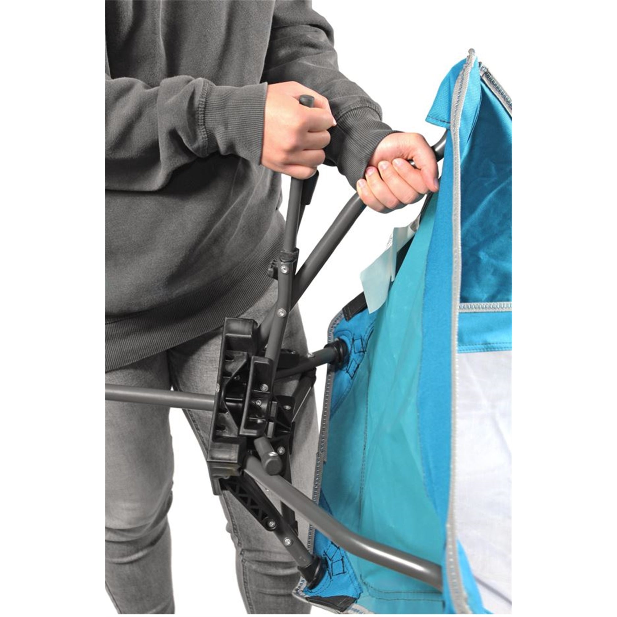 Garden Elements Swivel Camping Chair – Portable Outdoor Chair with 360° Swivel, Tall Back, Breathable Mesh, Steel Frame, Foldable with Carrying Case – Teal