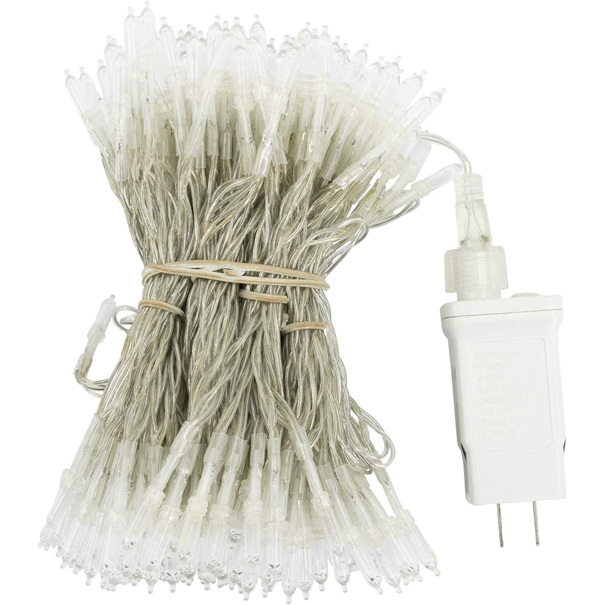 ProductWorks Indoor/Outdoor LED String Light Curtain with 8-Function Controller, 300 LED-Mini Bulbs on Clear Wire, Warm White, 6.5ft x 10ft