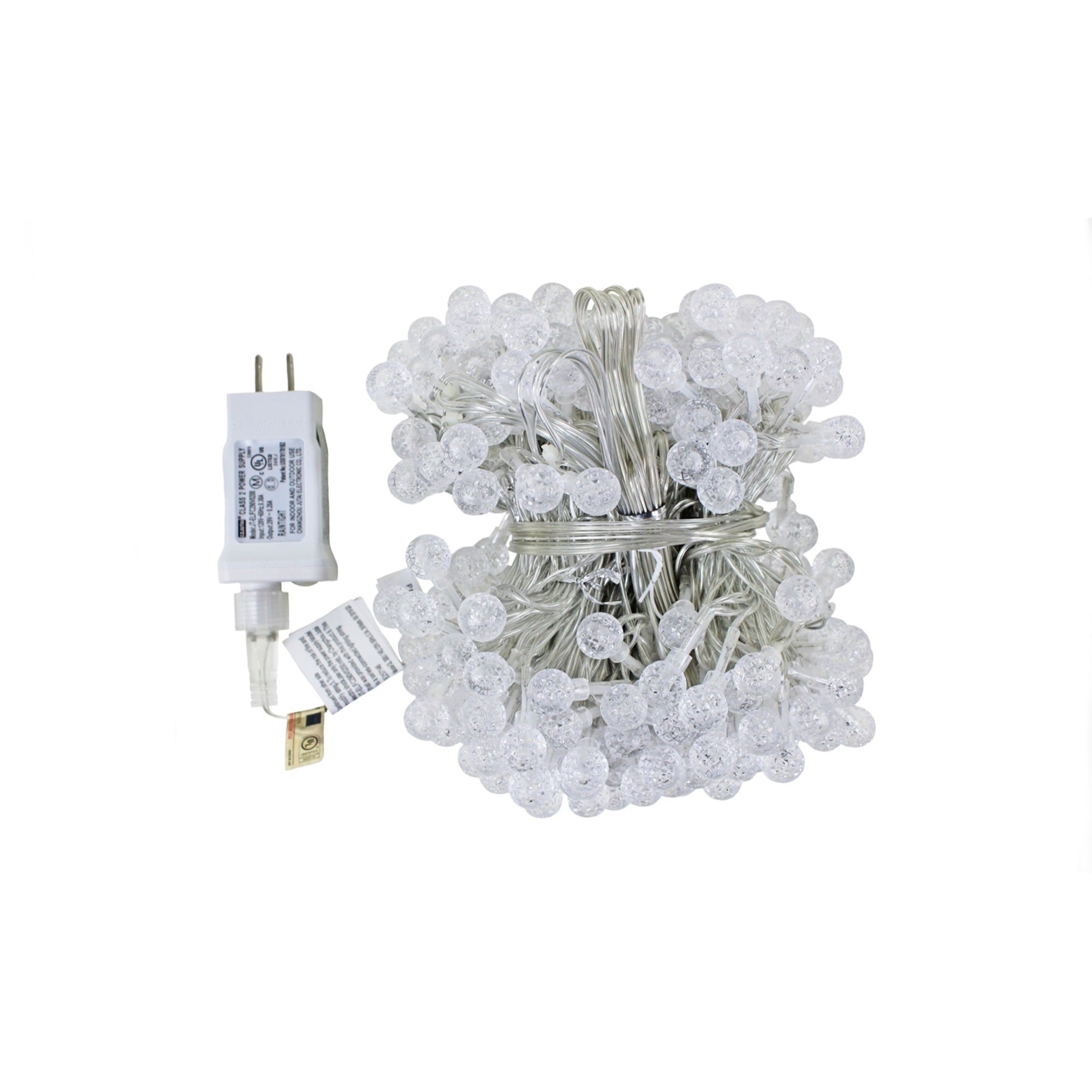 ProductWorks Indoor/Outdoor 300 LED-Faceted Berry String Light Curtain with 8-Function Controller, Clear, 6.5ft x 10ft