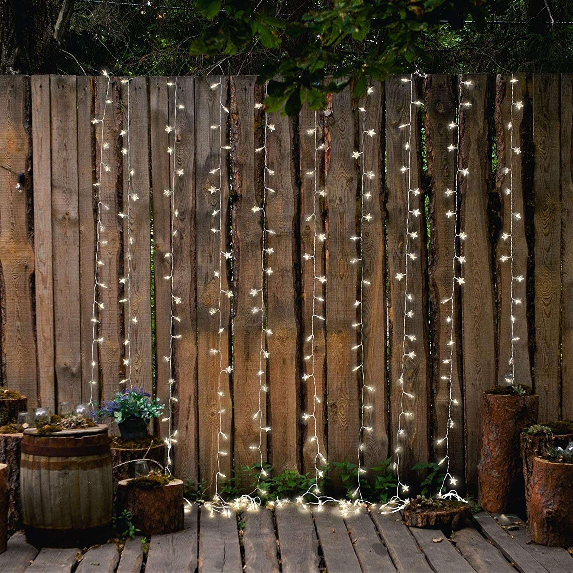 ProductWorks Indoor/Outdoor 300 LED-Star String Light Curtain with 8-Function Controller, Clear, 6.5ft x 10ft
