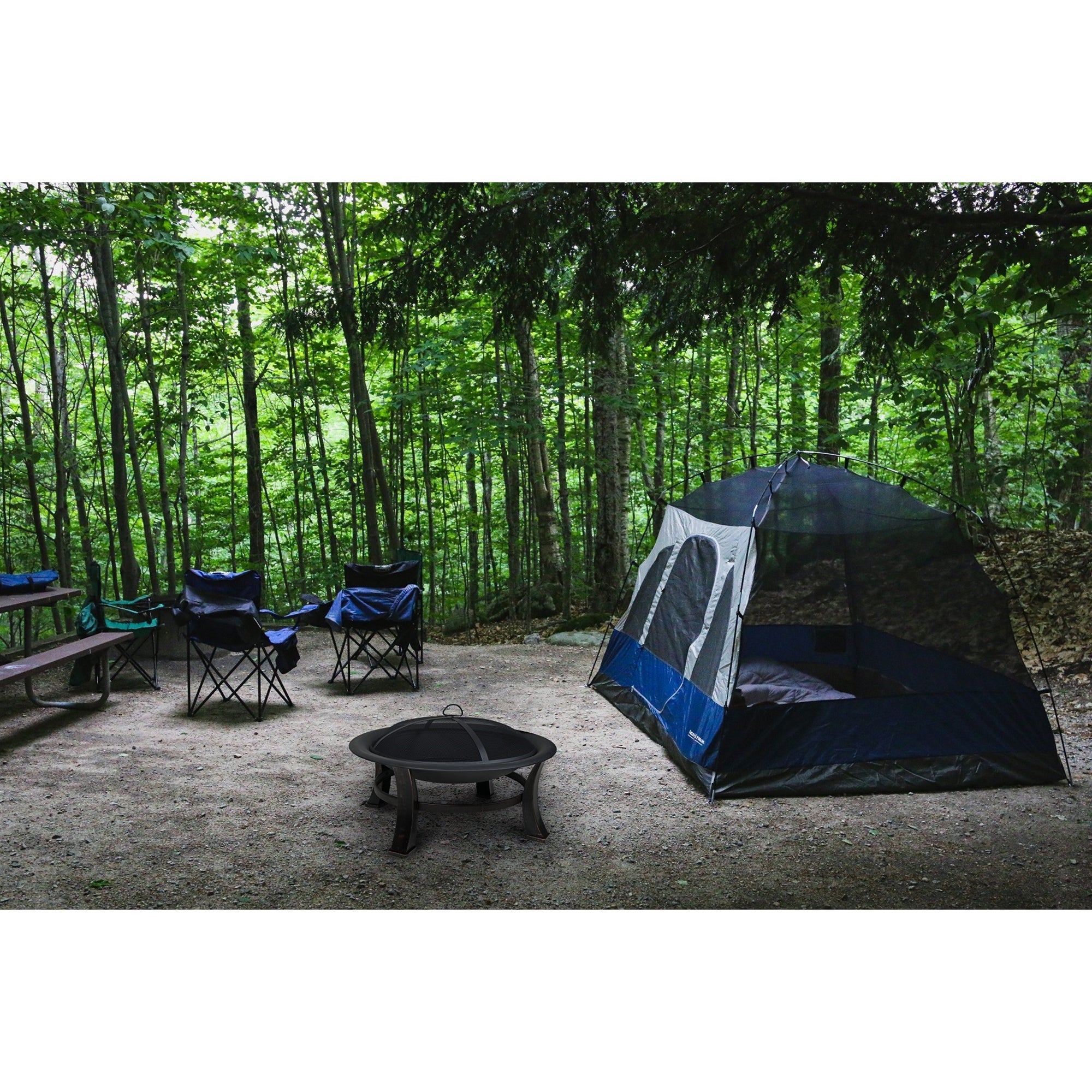 Four Seasons Courtyard Steel Wood-Burning Fire Pit w/ Mesh Cover, Black 30"