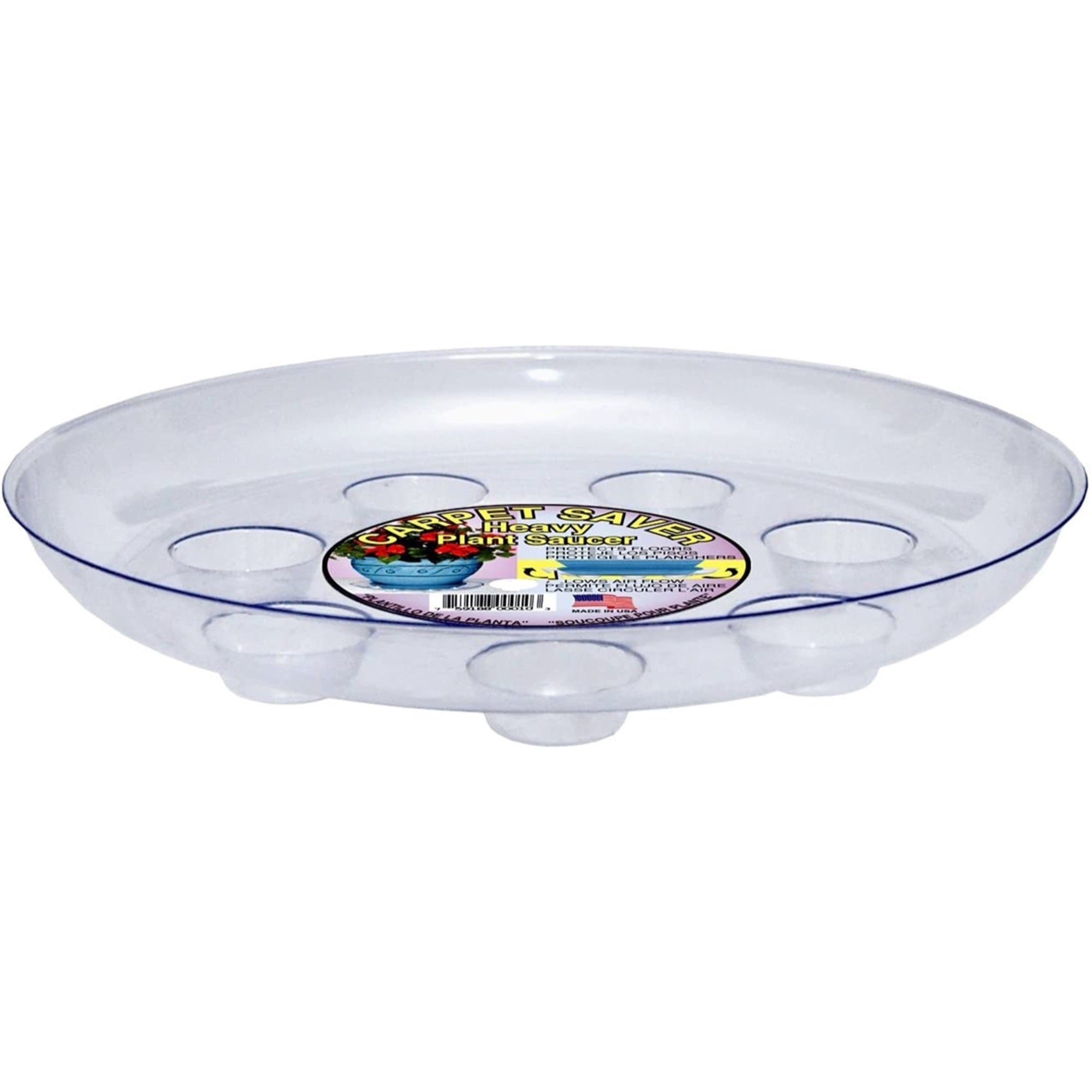 CWP Heavy-Duty Footed Carpet Saver Saucer – Durable Surface Protection, Clear, 14"