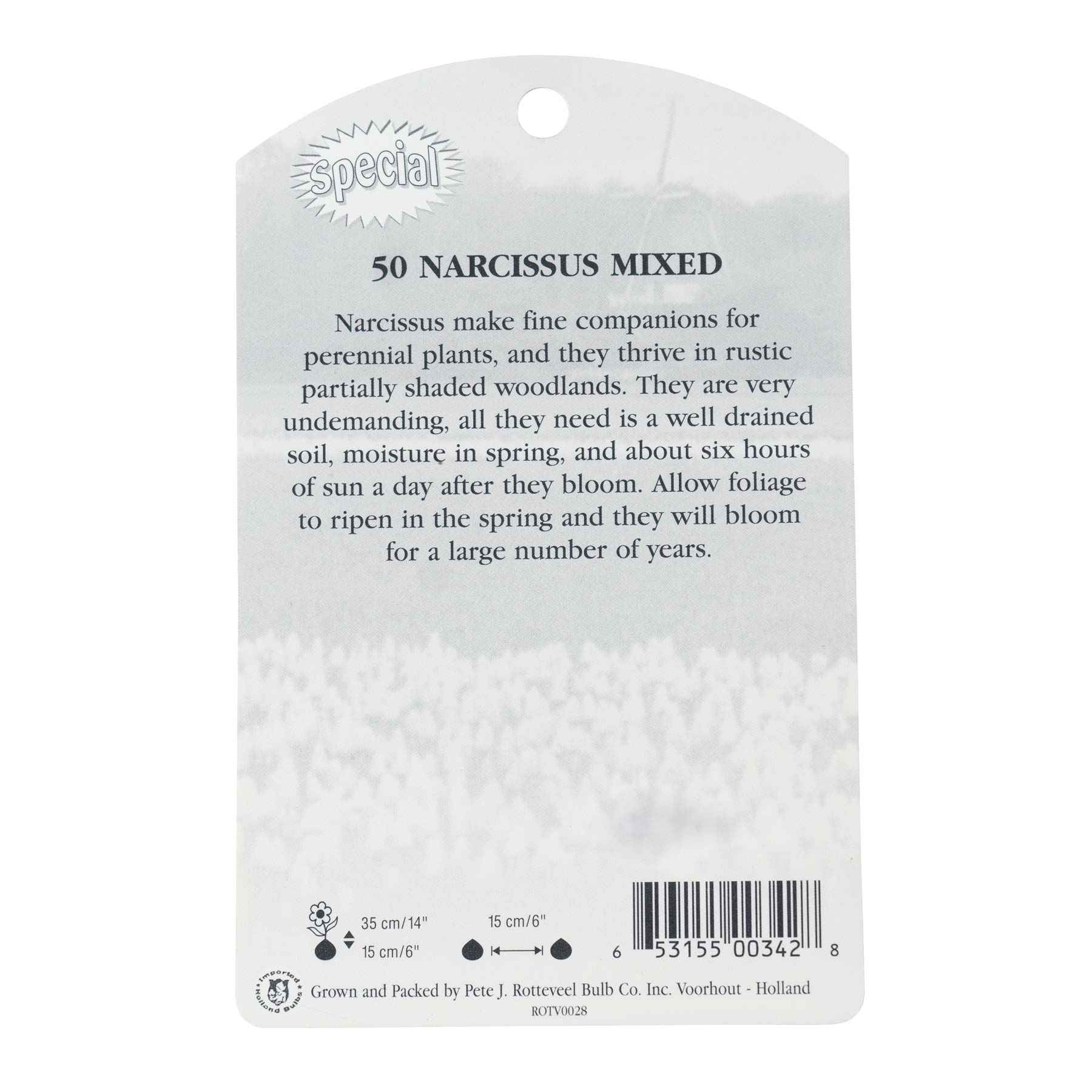 Garden Elements Spring Blooming Bulbs – Narcissus Daffodil, Mixed – 50 Pack