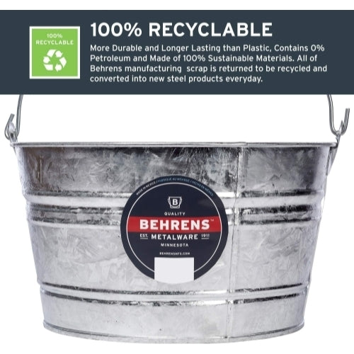 Behrens Hot Dipped Galvanized Steel Utility Pail, Silver - 4.25 Gallon Capacity