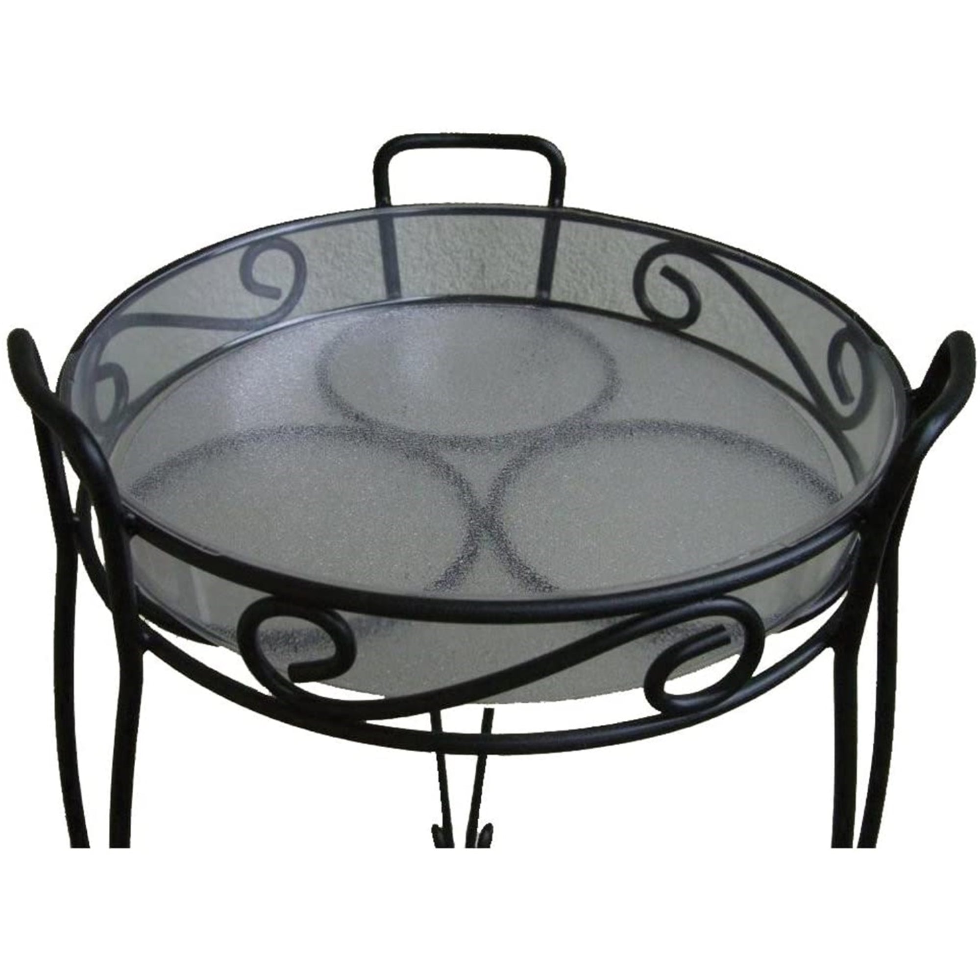 Deer Park Ironworks River North Combo Top Plant Stand w/ Tray, Black 16" x 13"