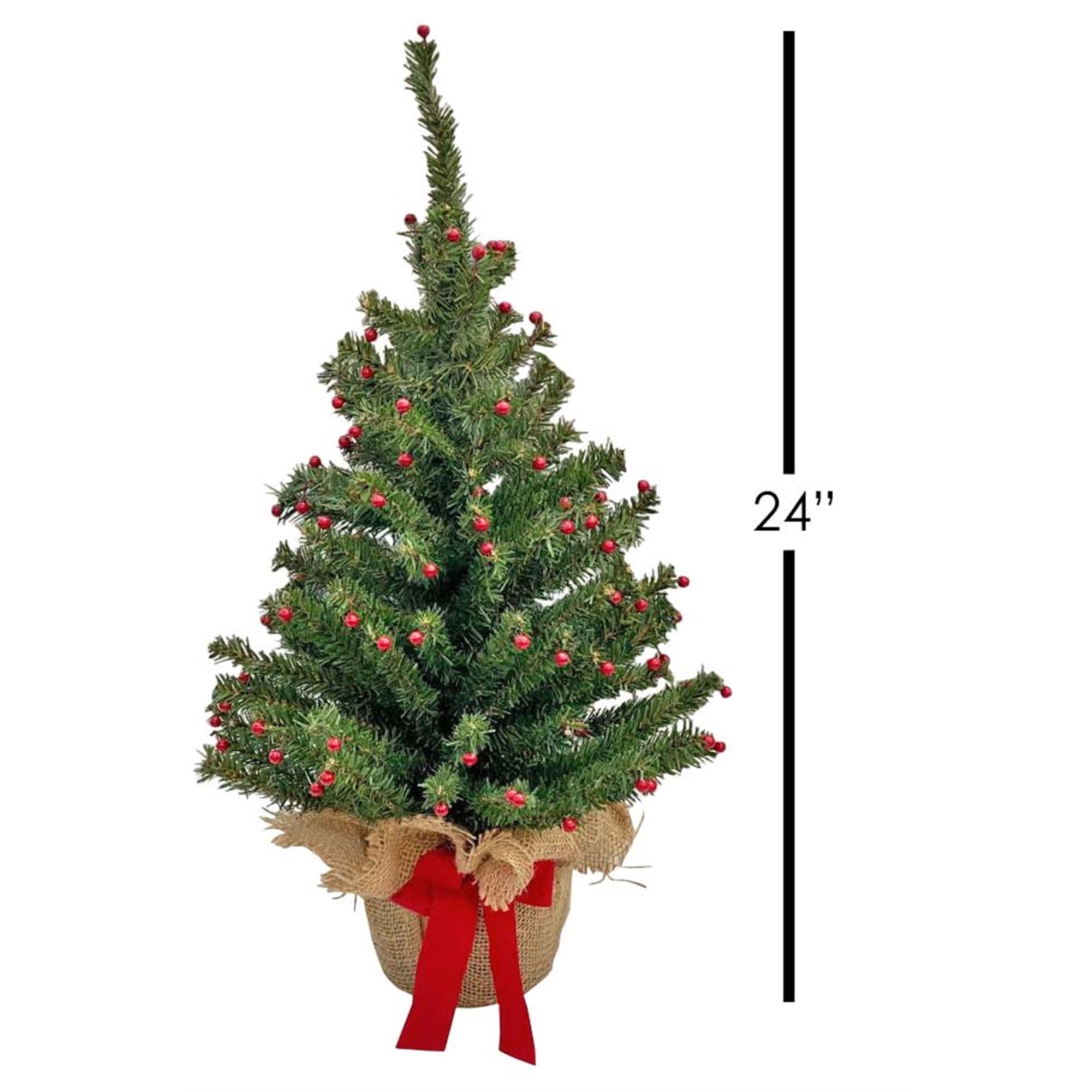 Good Tidings Norway Artificial Christmas Tree with Red Berries, 24"