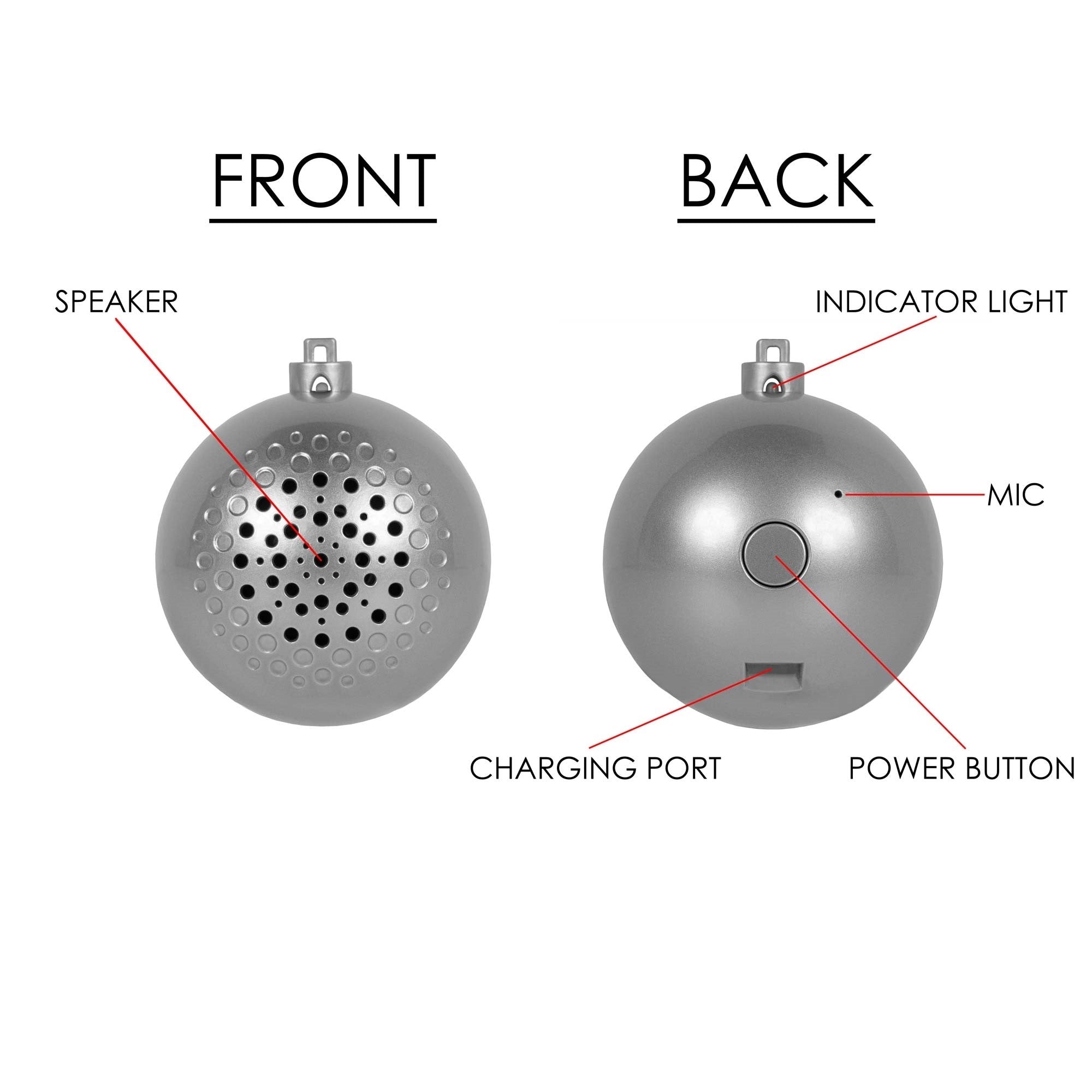 Kurt Adler Music Playing Hanging Ball Ornament for Christmas Tree, Silver, 3"