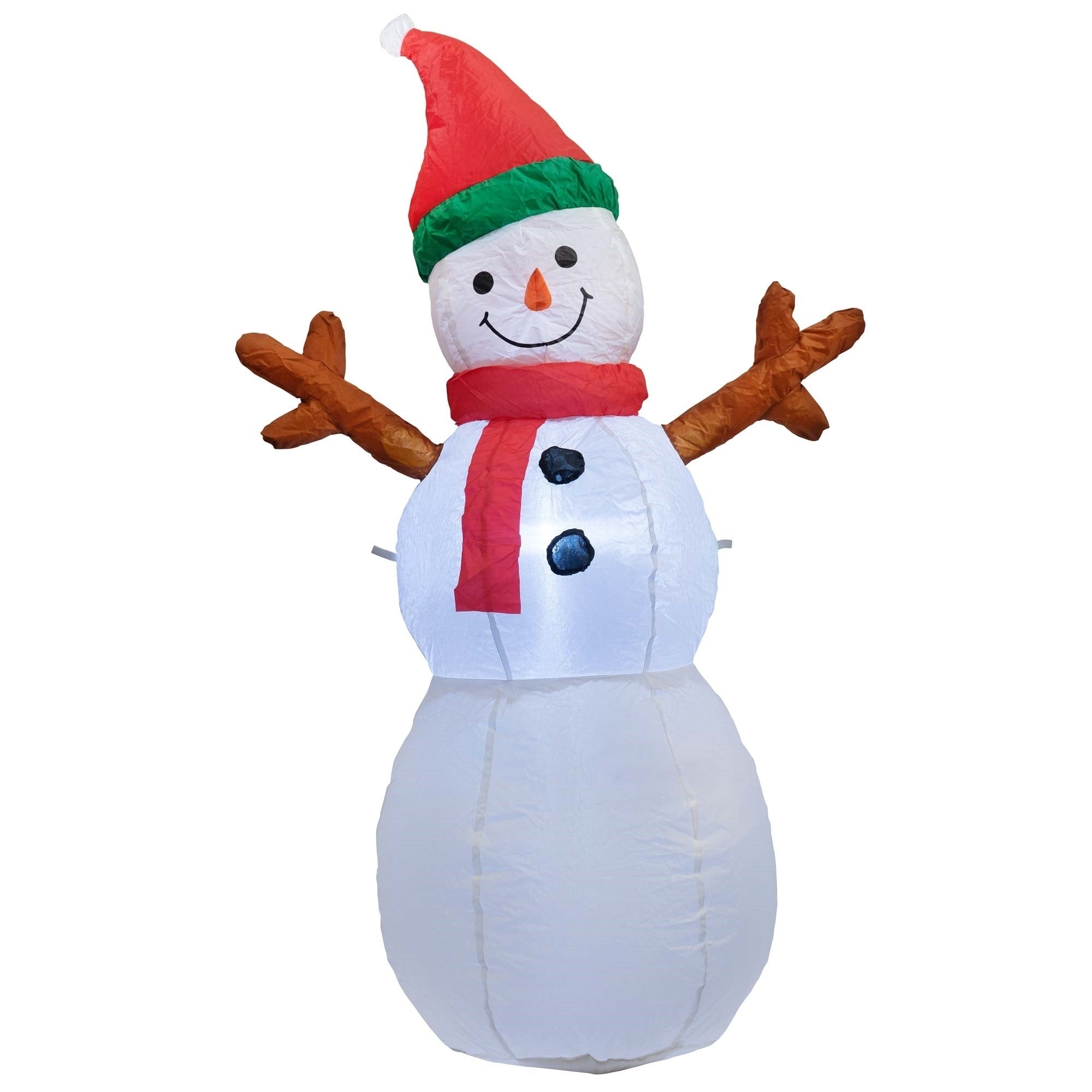 ProductWorks Candy Cane Lane Pre-Lit Nylon Inflatable Outdoor Christmas Decoration, Snowman, 4ft