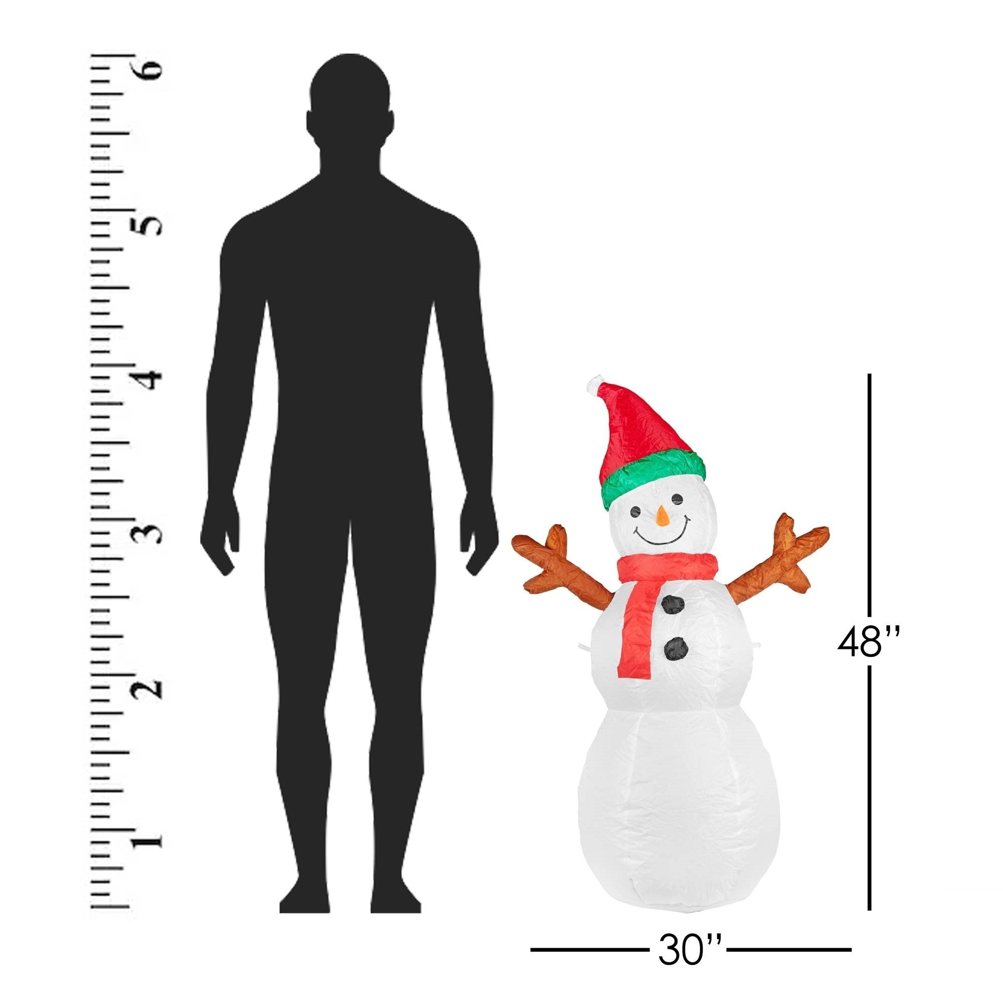 ProductWorks Candy Cane Lane Pre-Lit Nylon Inflatable Outdoor Christmas Decoration, Snowman, 4ft