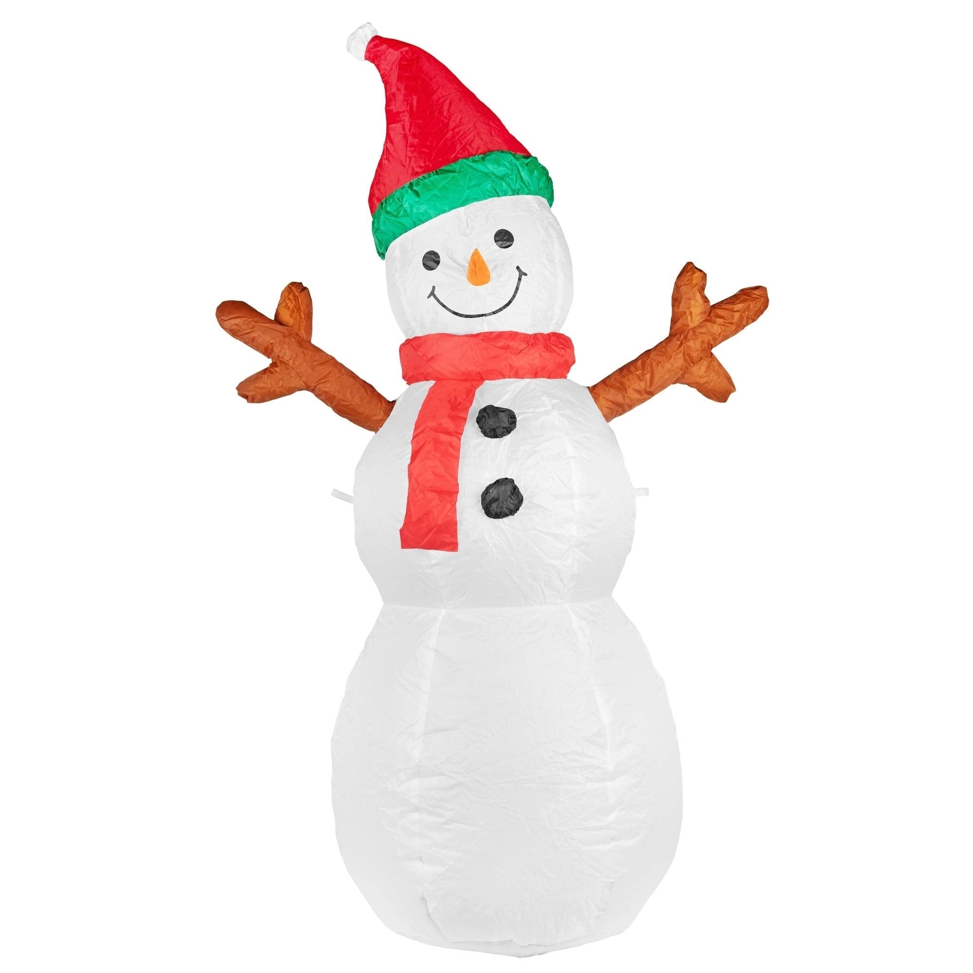 ProductWorks Candy Cane Lane Pre-Lit Nylon Inflatable Outdoor Christmas Decoration, Snowman, 7ft