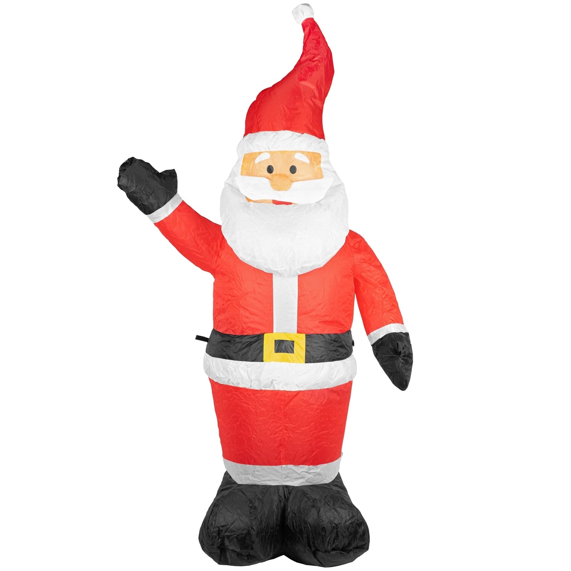 ProductWorks Candy Cane Lane Pre-Lit Nylon Inflatable Outdoor Christmas Decoration, Santa, 4ft